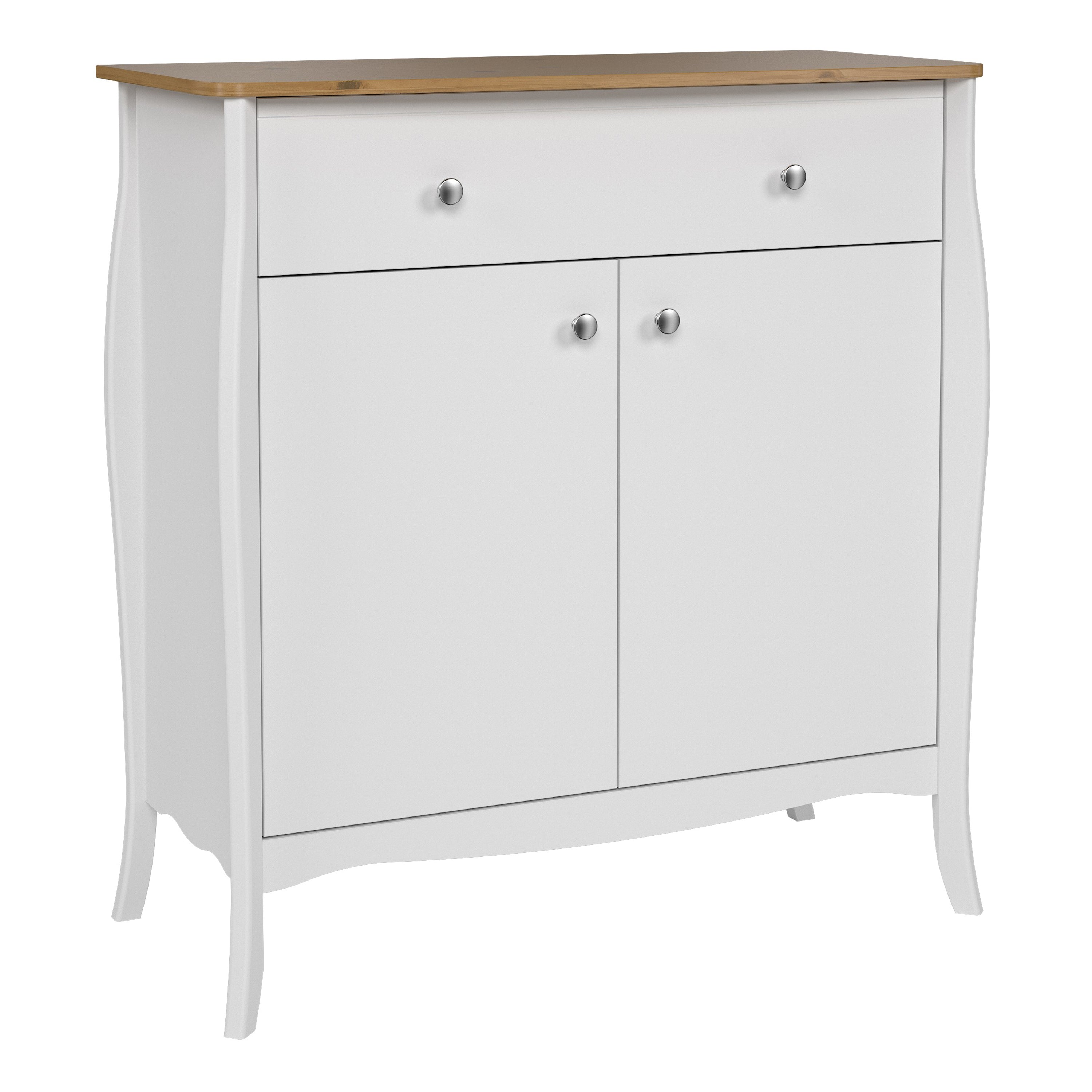 Baroque Sideboard 2 Doors 1 Drawer in Pure White Iced Coffee Lacquer