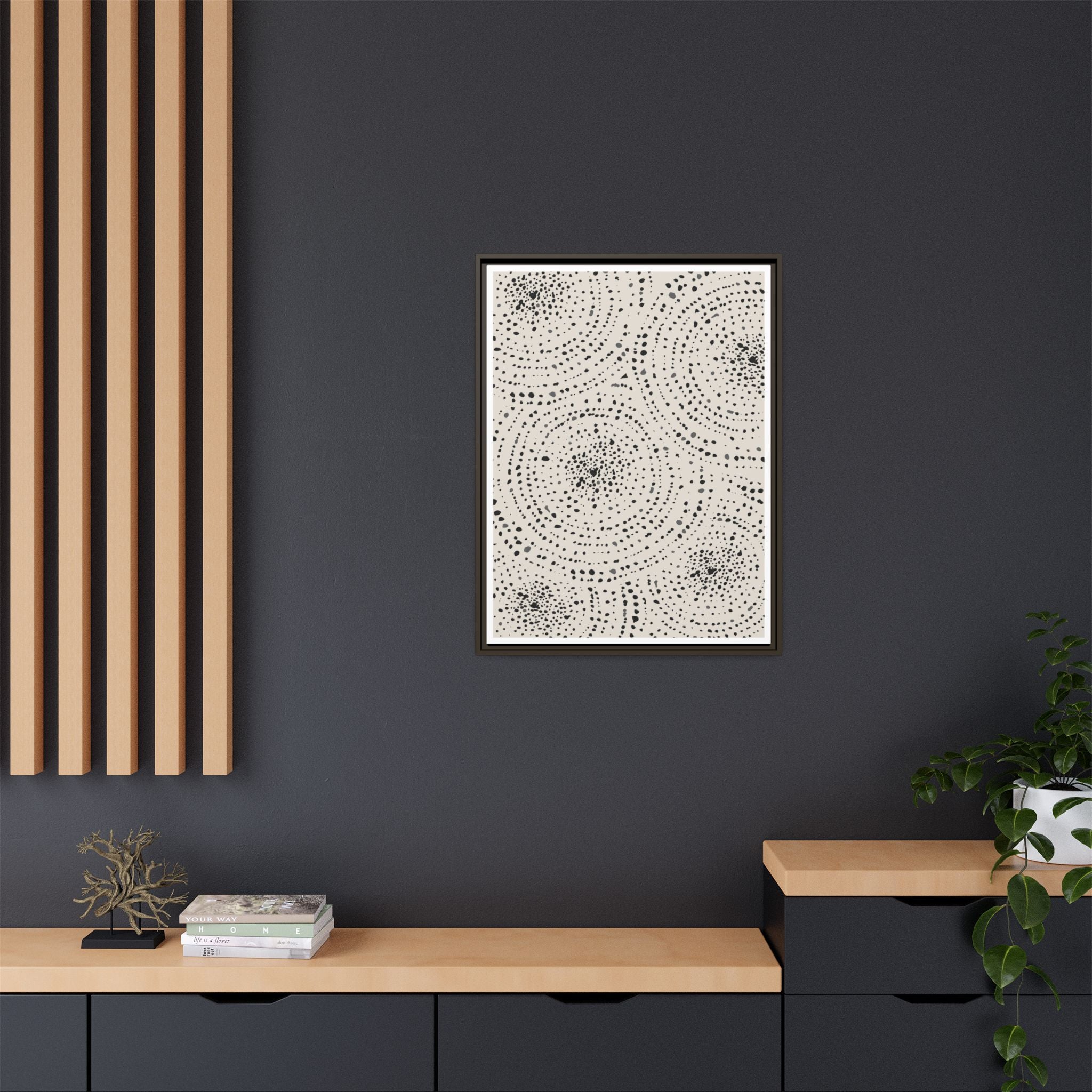 Celestial Pebble Drift Patterns - Framed