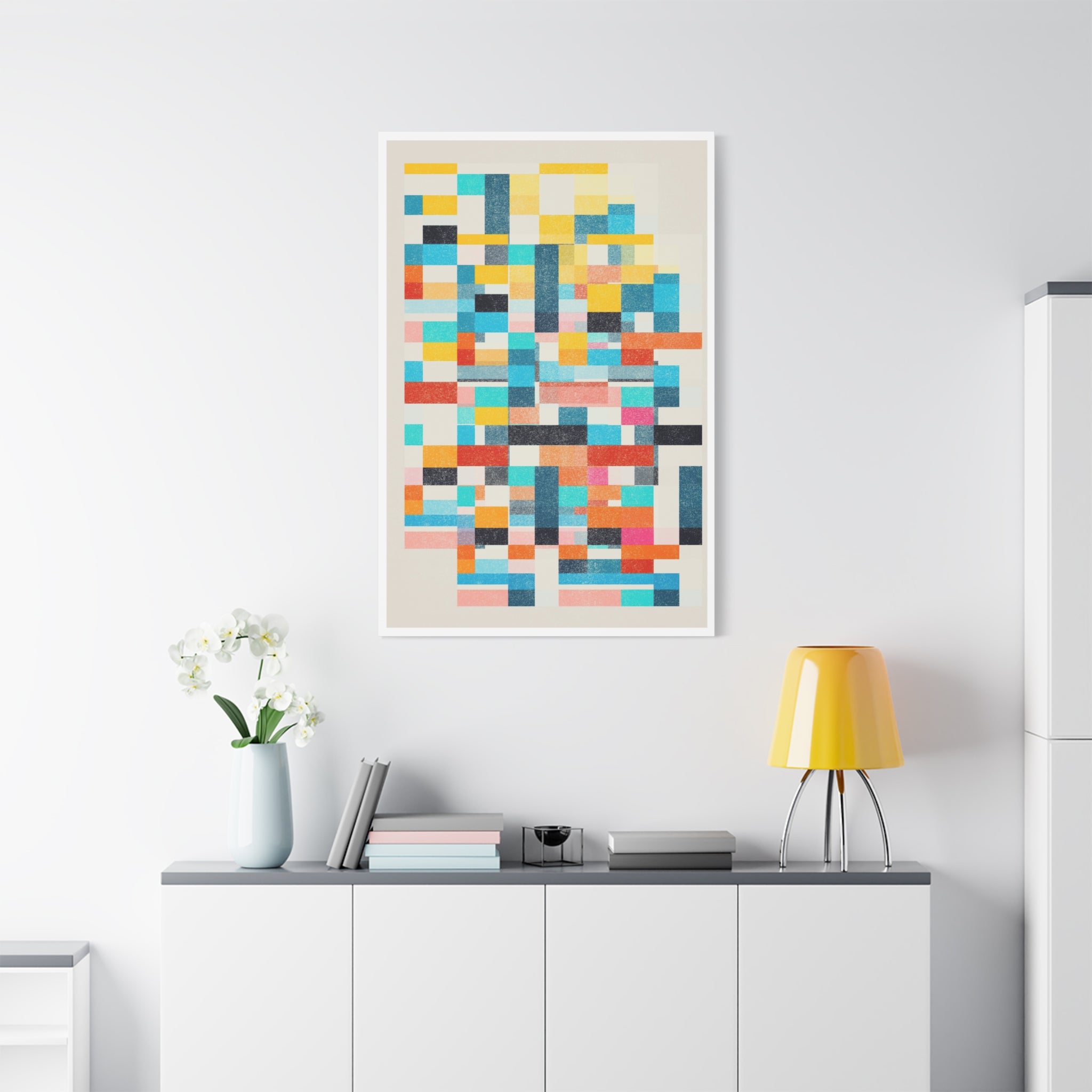 Chromatic Grid Reverie - Canvas