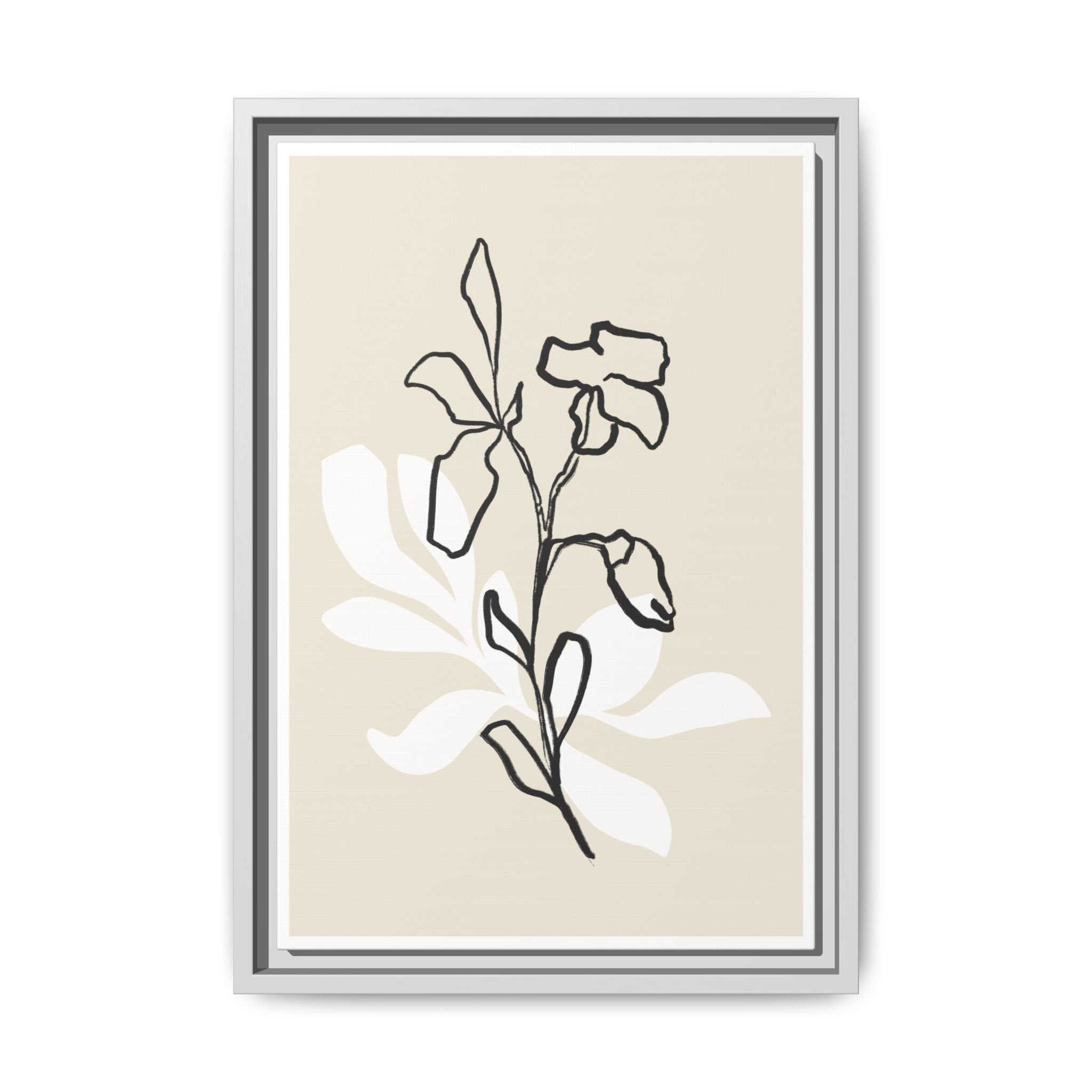 Ivory Bloom Whisper Lines - Framed
