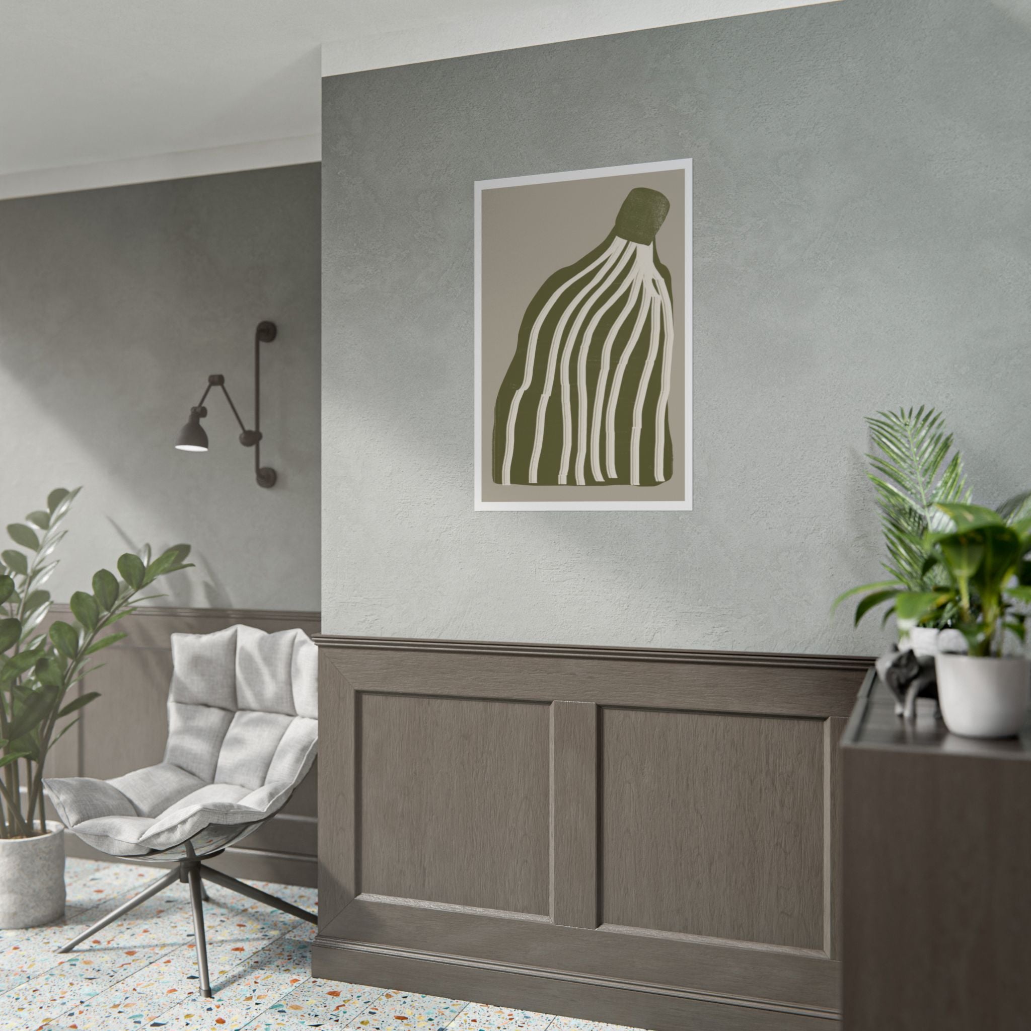 Olive Cascade Curves - Poster