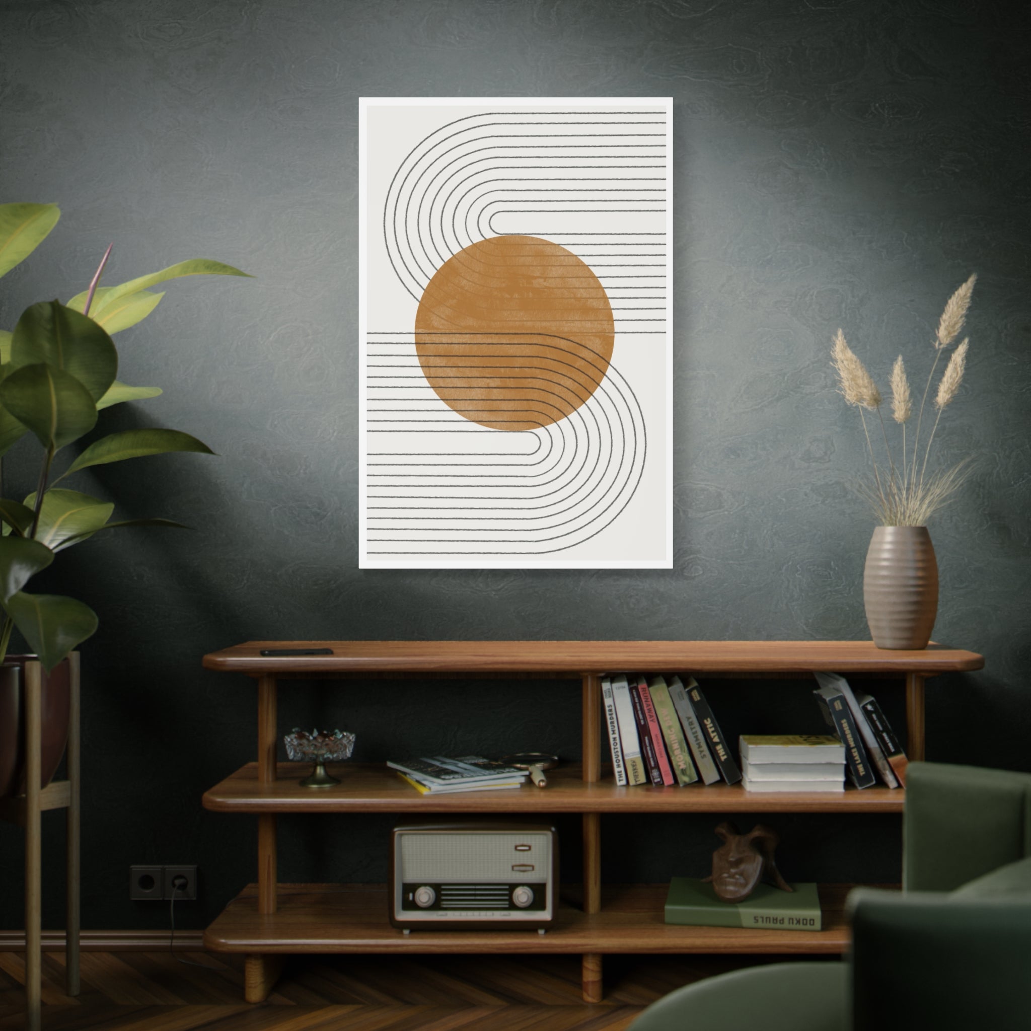 Amber Orbit Lines - Canvas