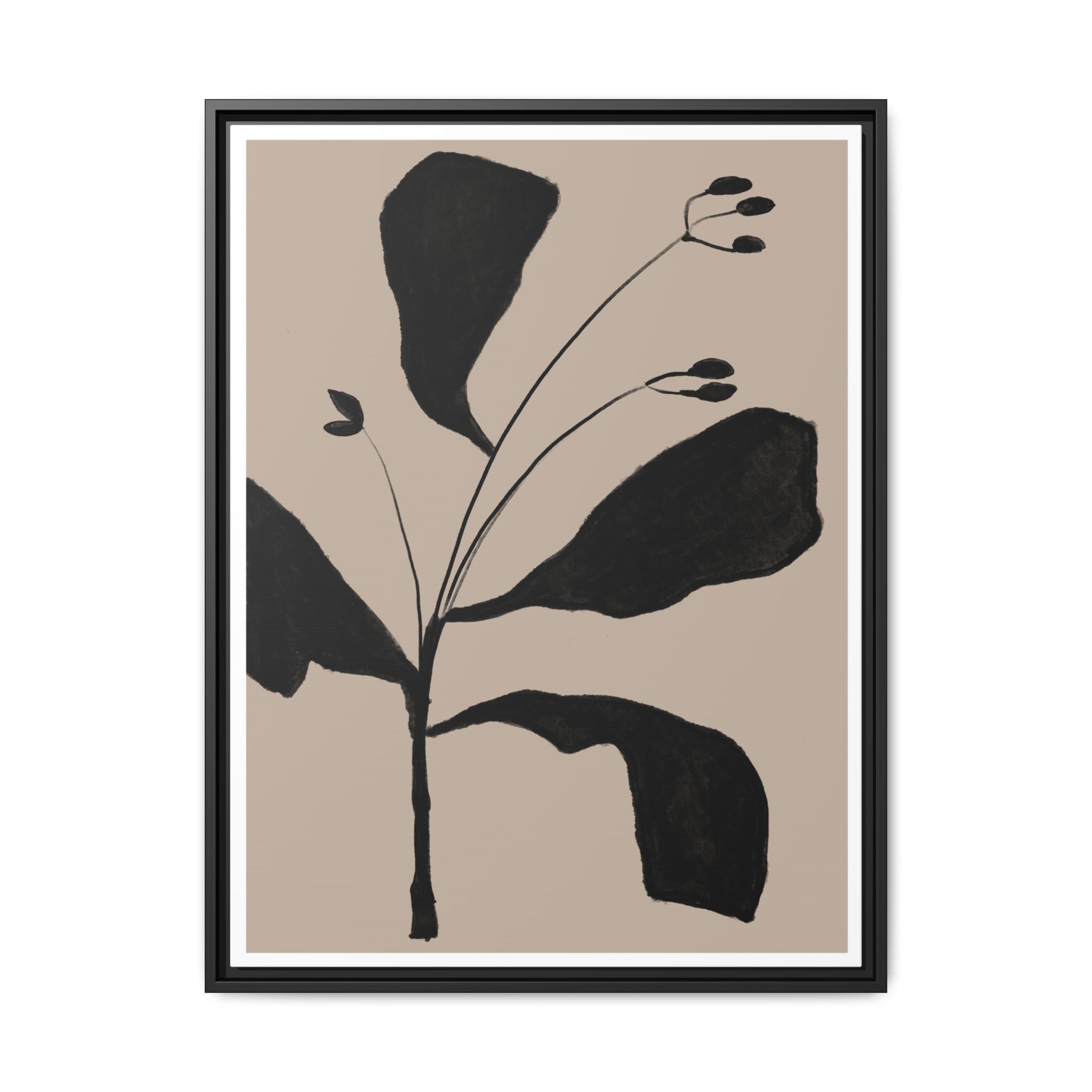 Noir Botanical Silence - Framed