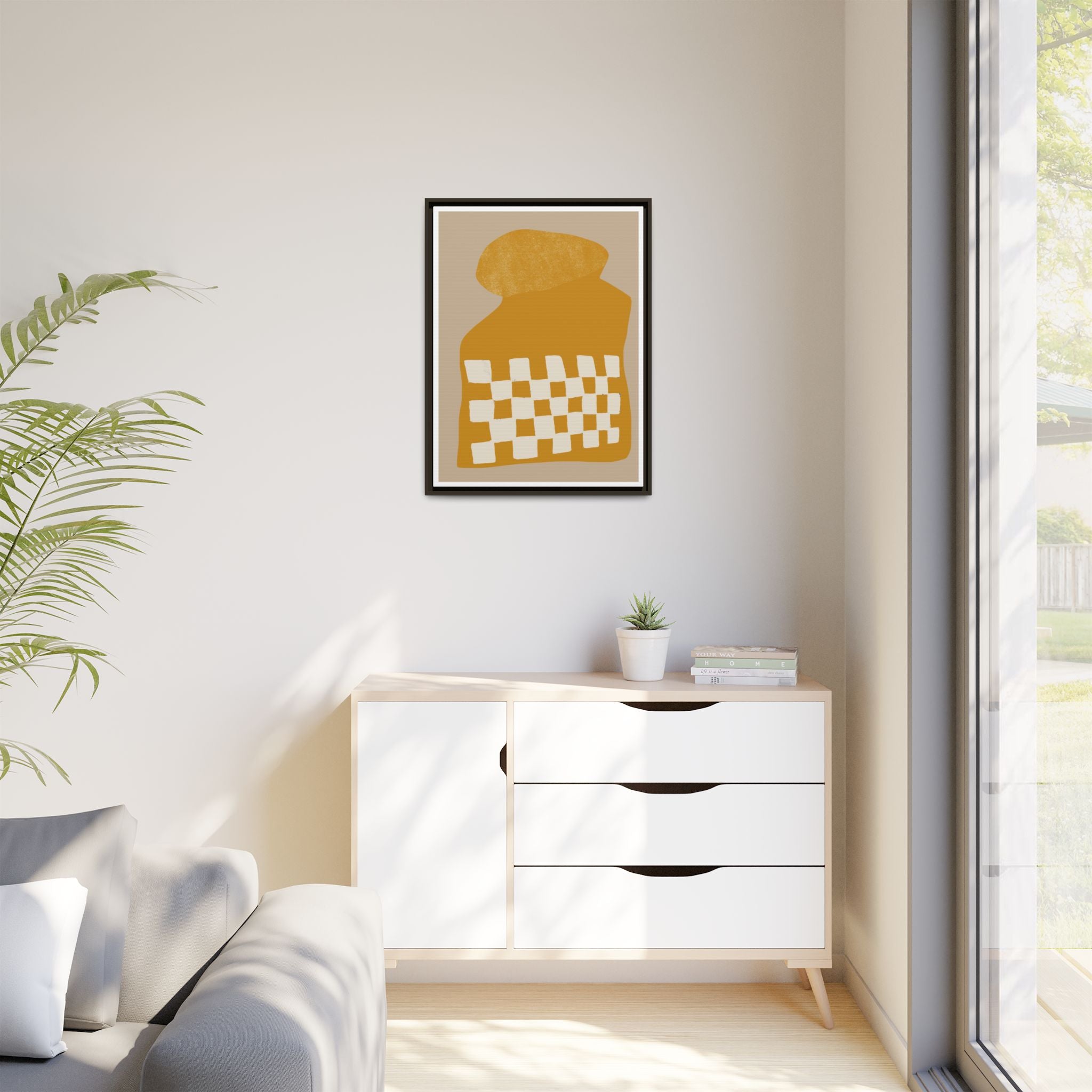 Golden Mosaic Bloom - Framed
