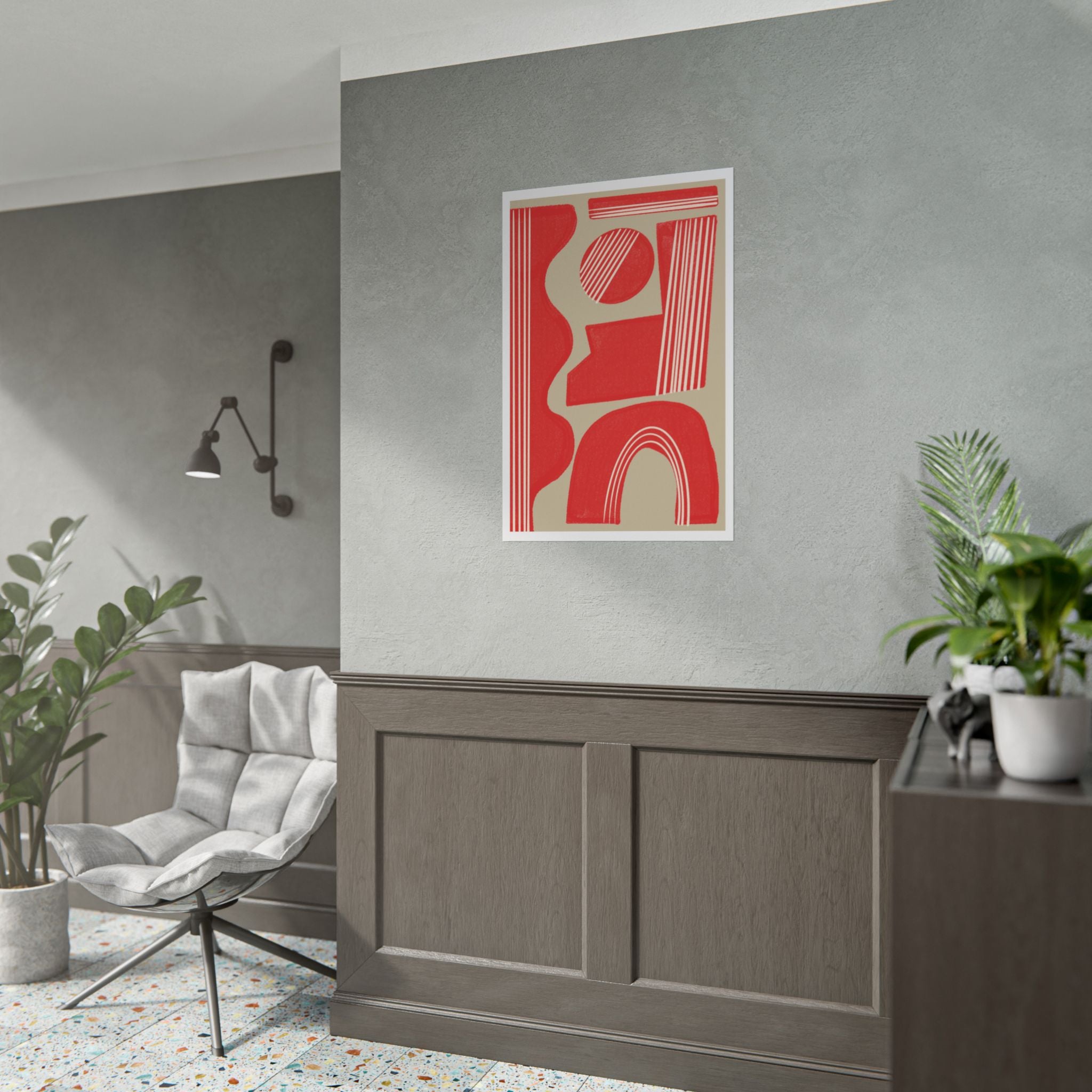 Crimson Rhythm Arches - Poster