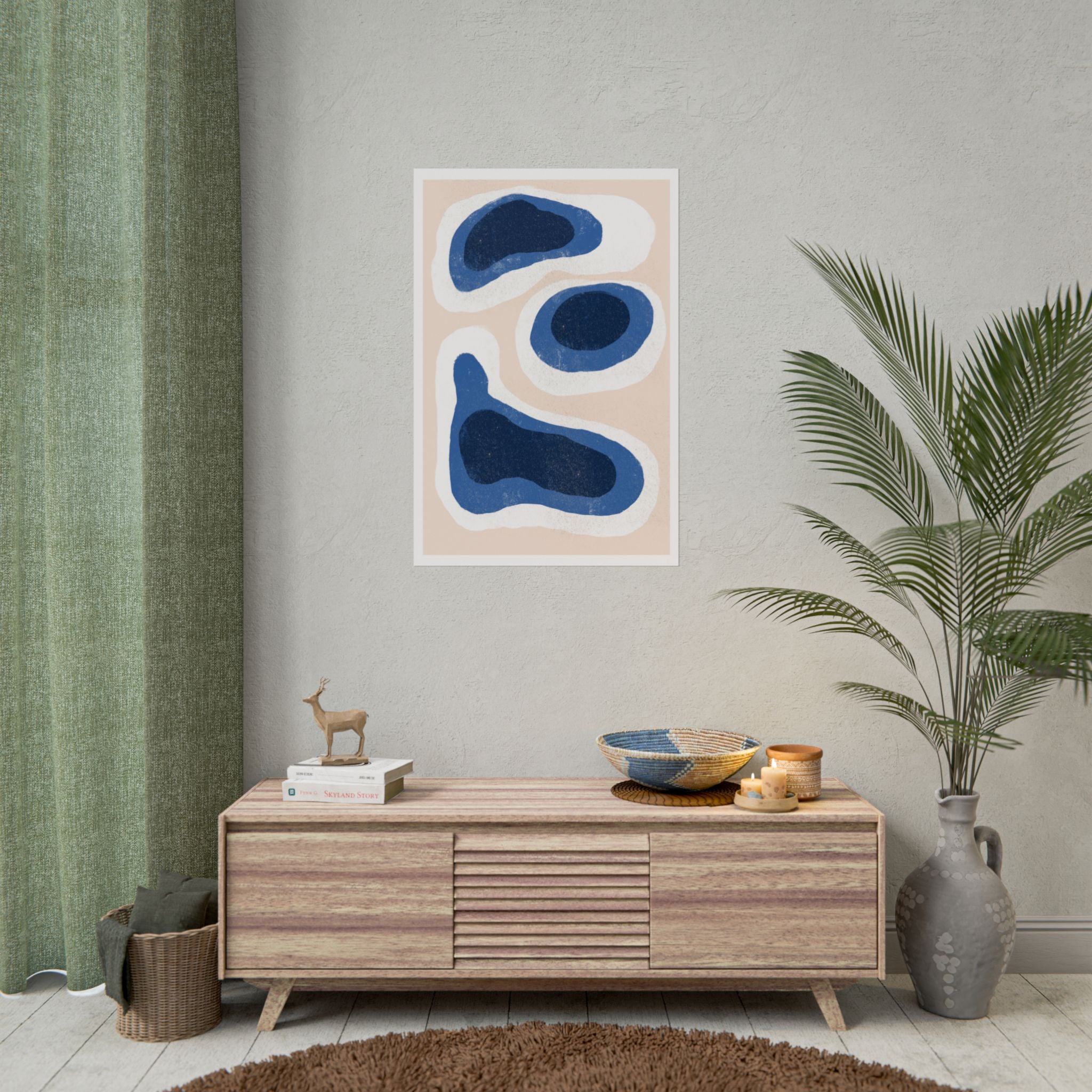 Indigo Tide Contours - Poster
