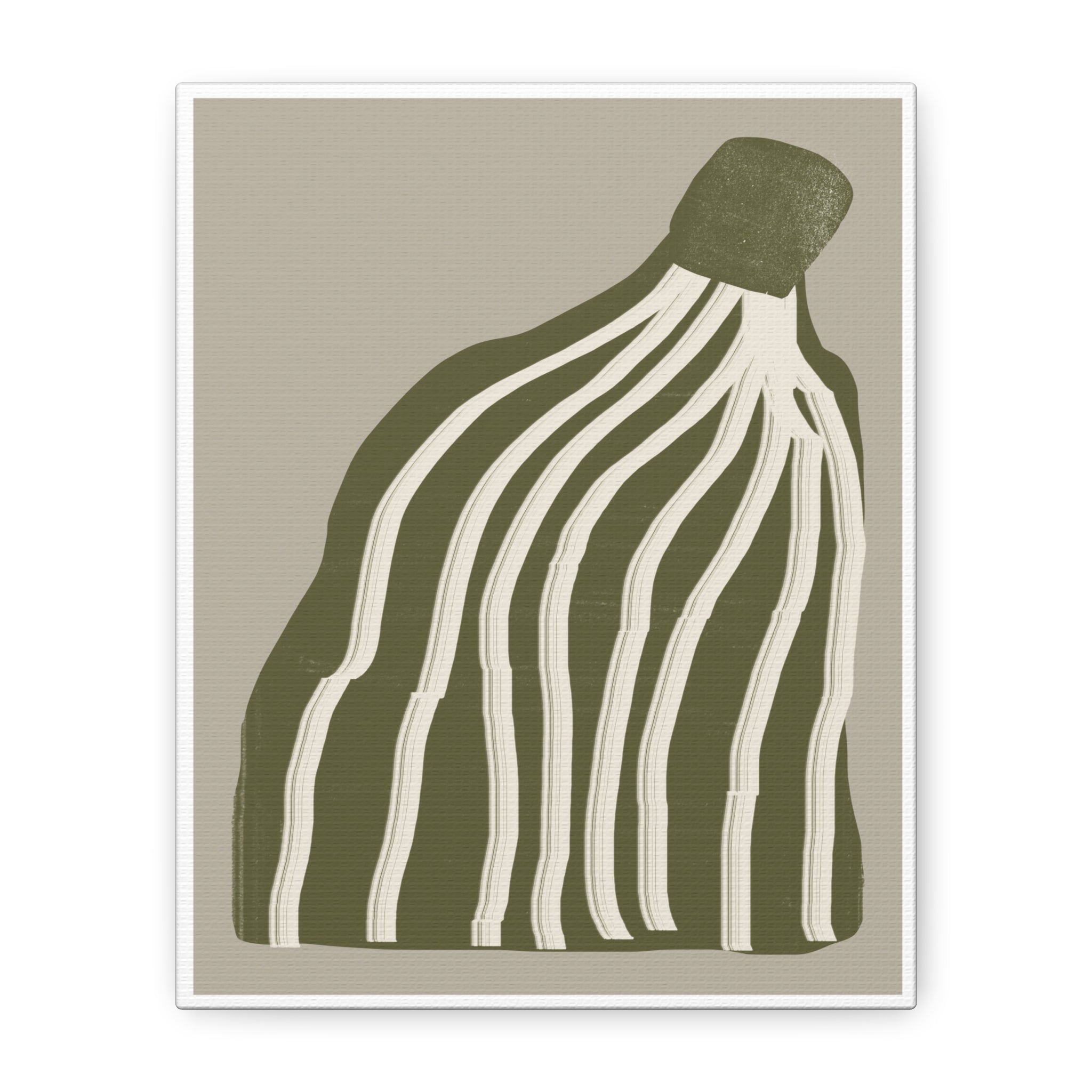 Olive Cascade Curves - Canvas