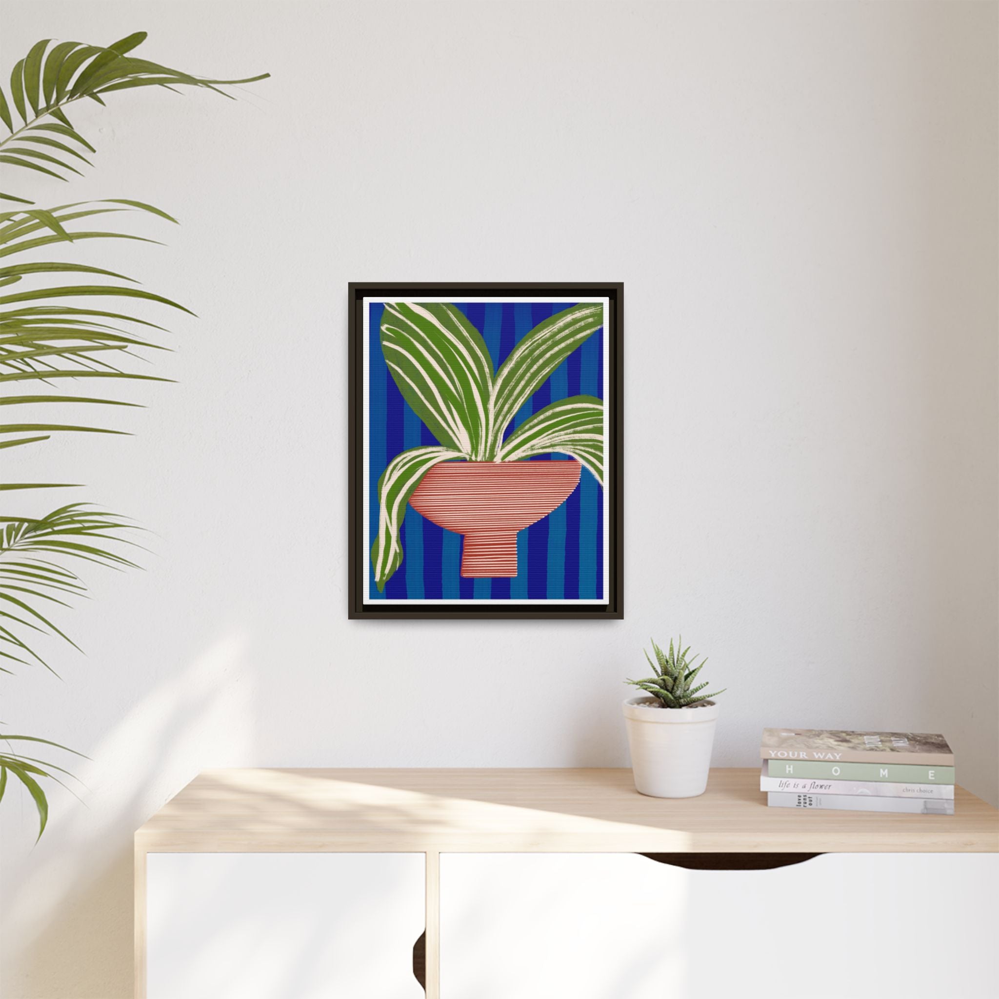 Cobalt Palm Contrast - Framed