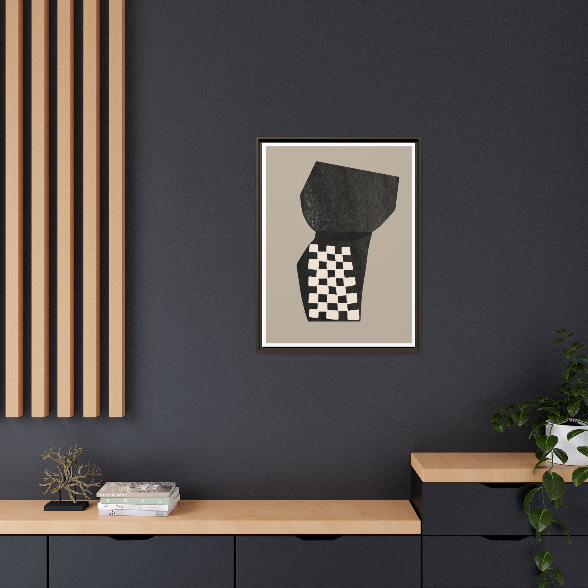 Noir Mosaic Form Balance - Framed