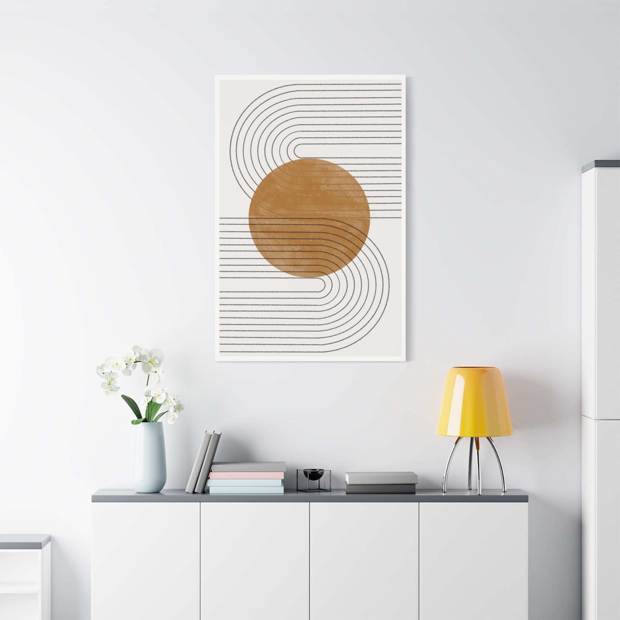 Amber Orbit Lines - Canvas