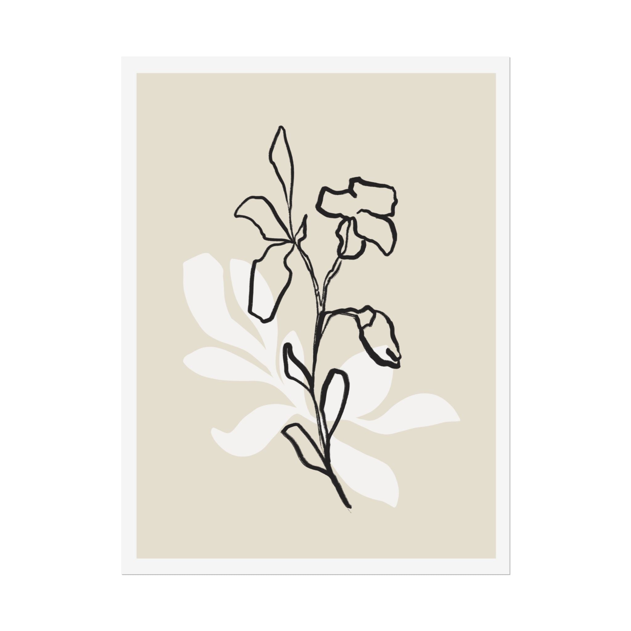 Ivory Bloom Whisper Lines - Poster