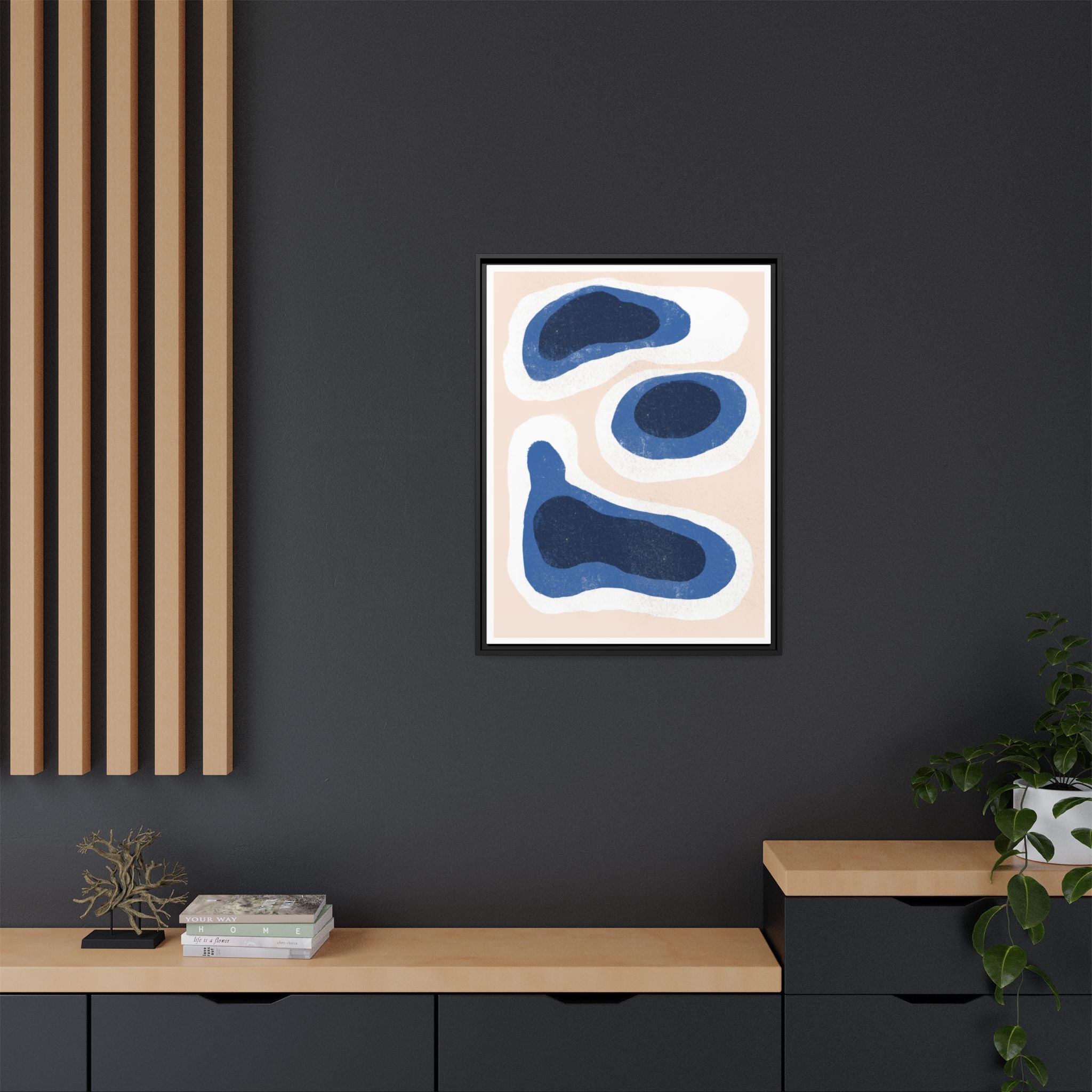Indigo Tide Contours - Framed