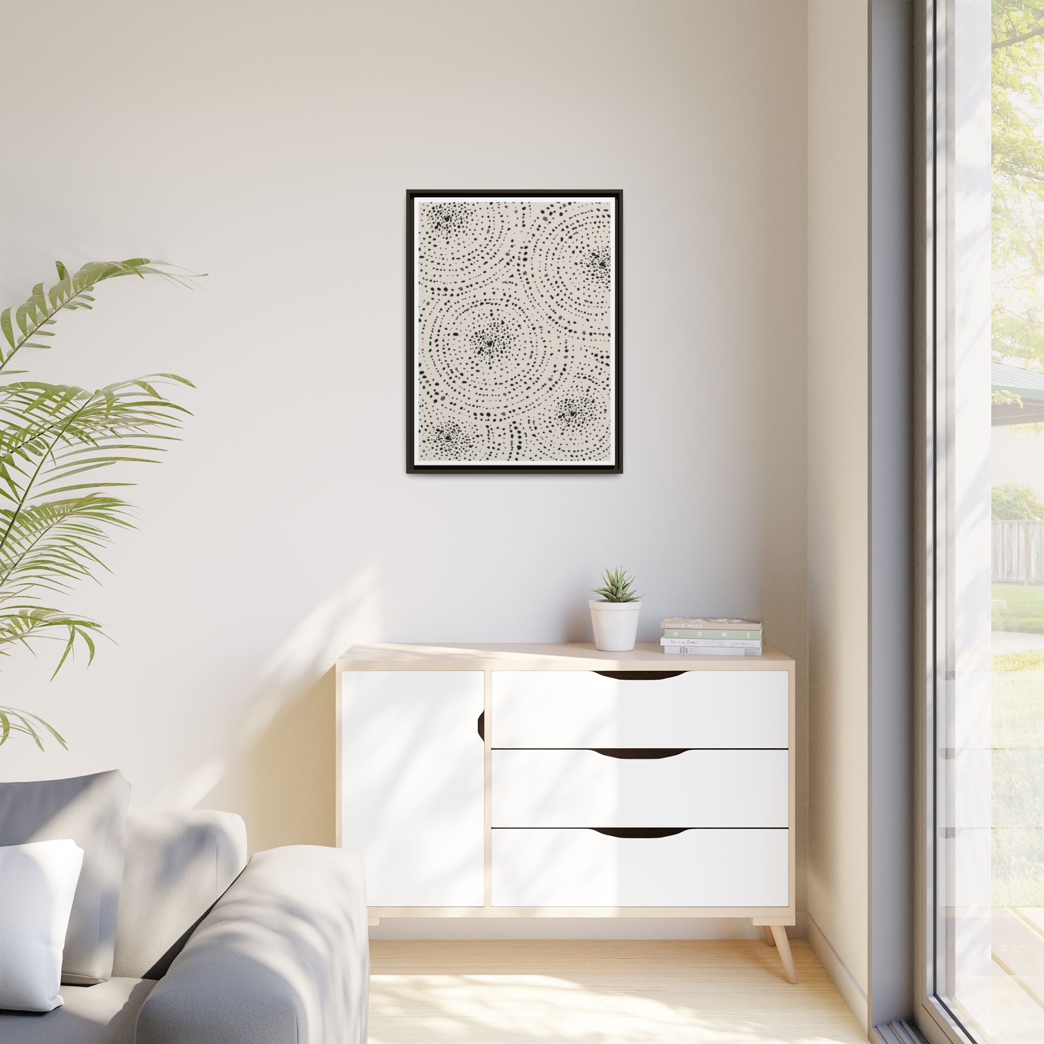 Celestial Pebble Drift Patterns - Framed
