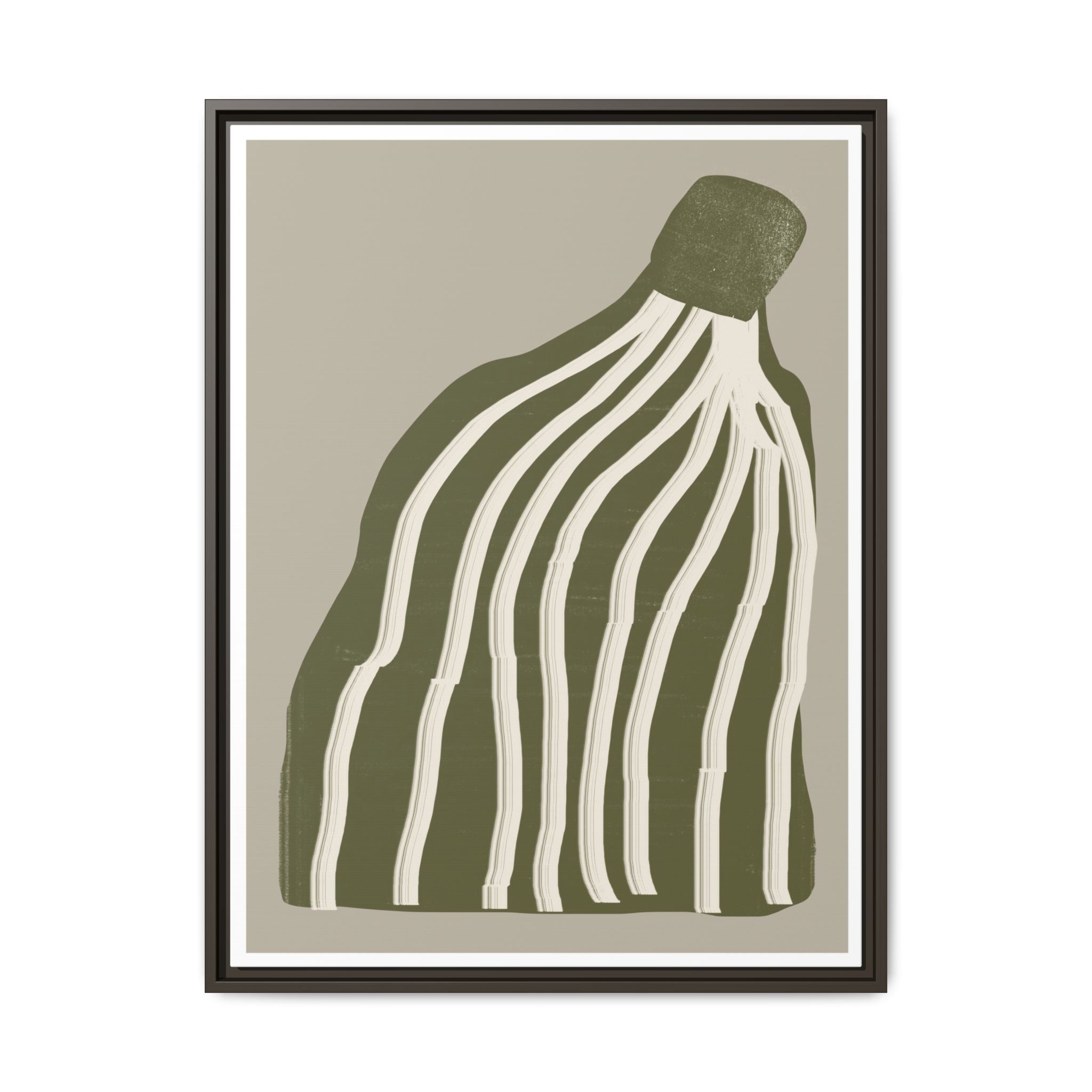 Olive Cascade Curves - Framed