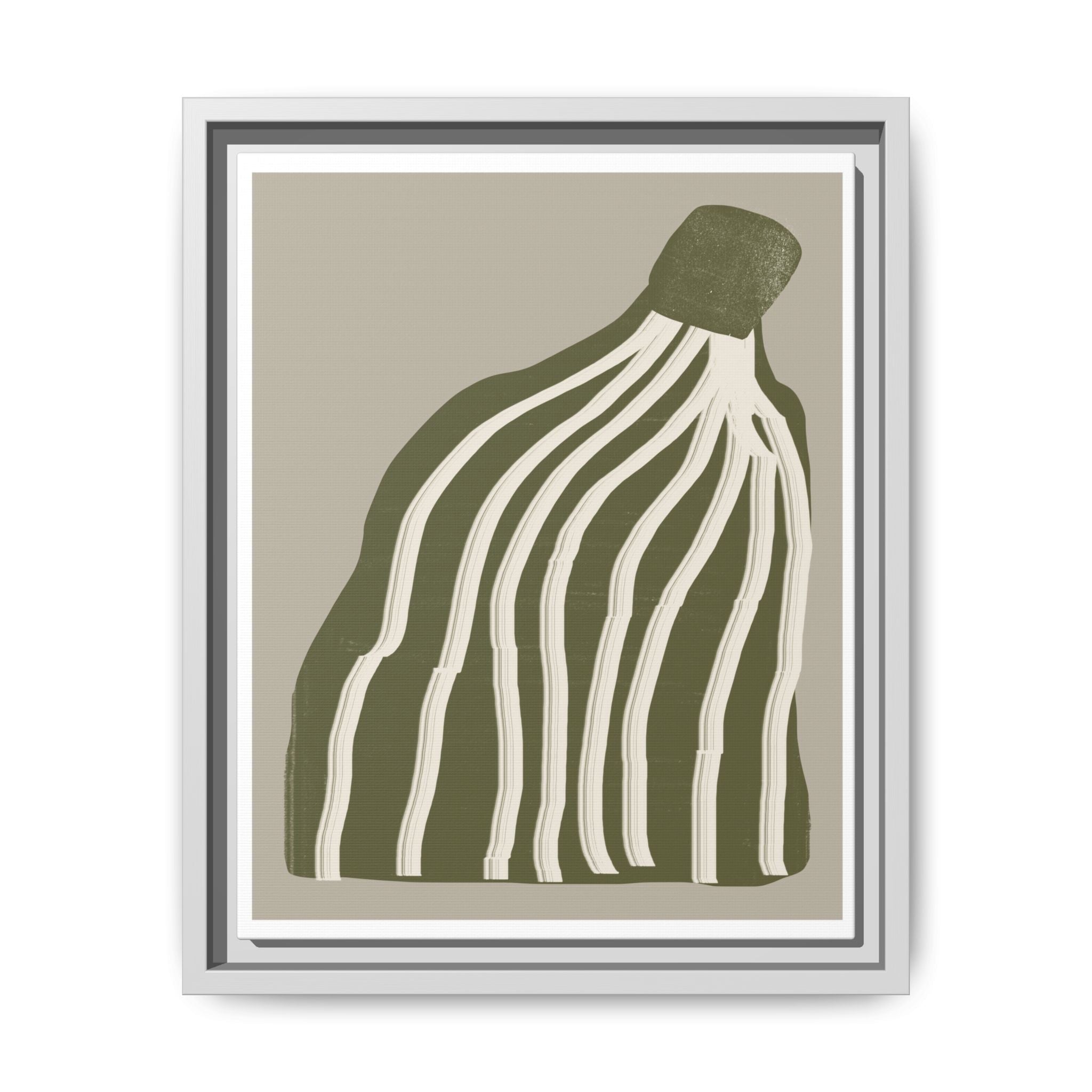 Olive Cascade Curves - Framed