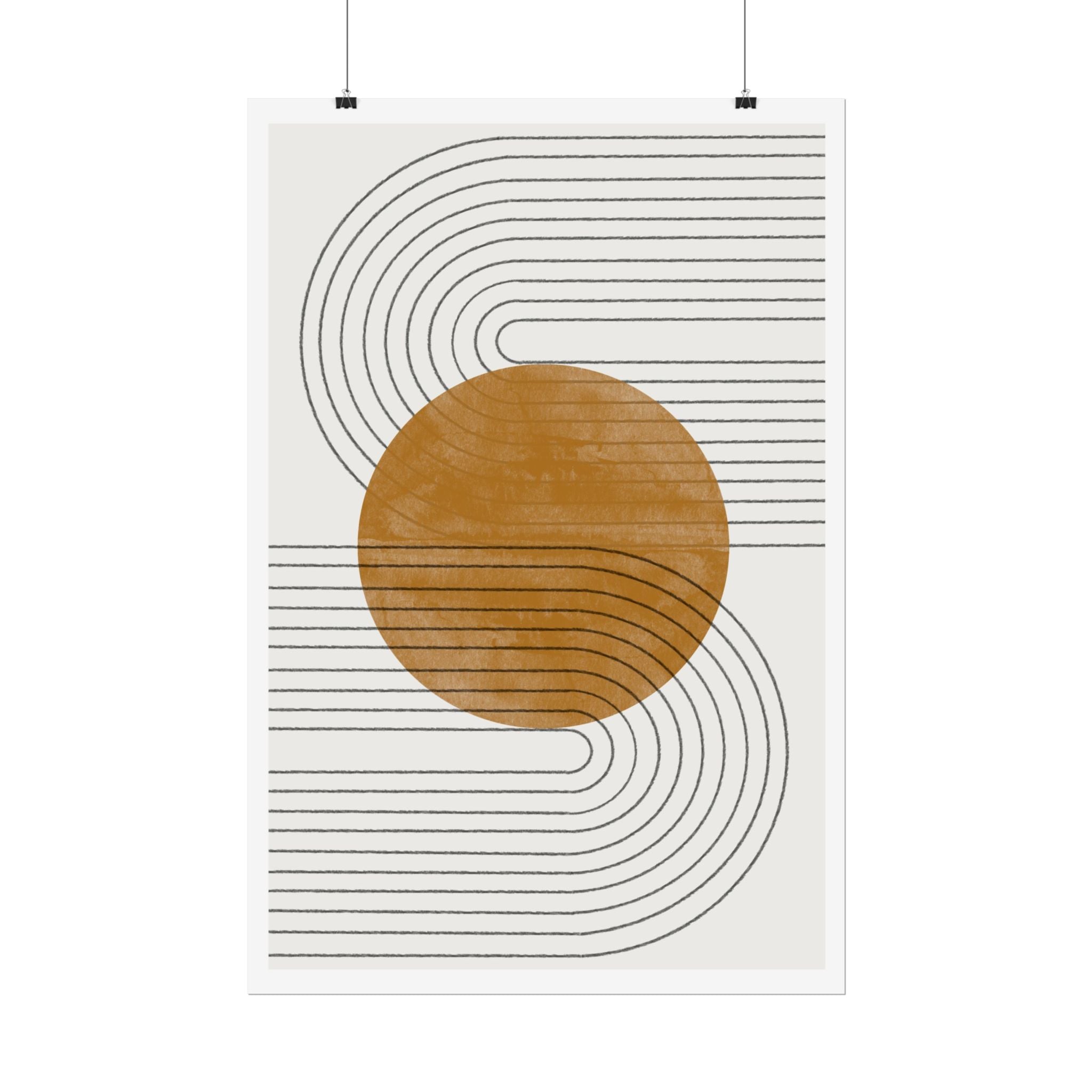 Amber Orbit Lines - Poster