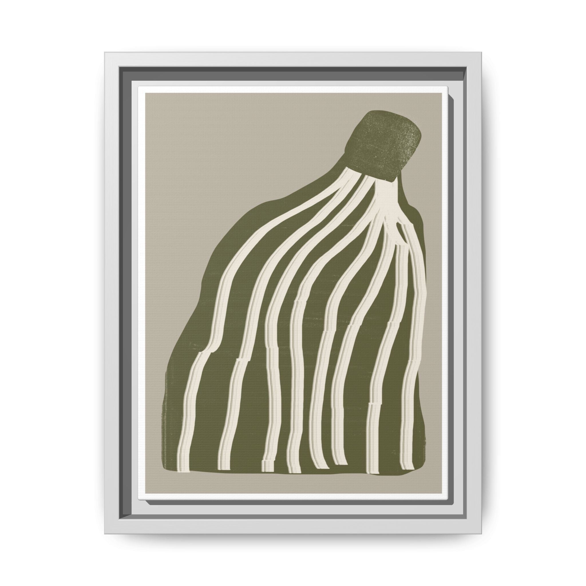 Olive Cascade Curves - Framed