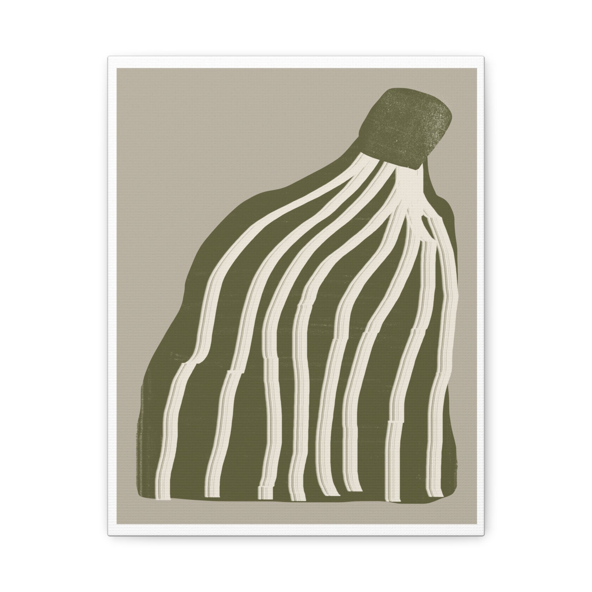 Olive Cascade Curves - Canvas