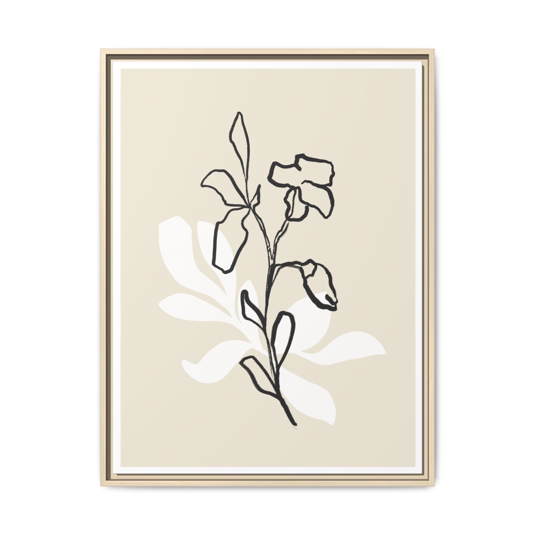Ivory Bloom Whisper Lines - Framed