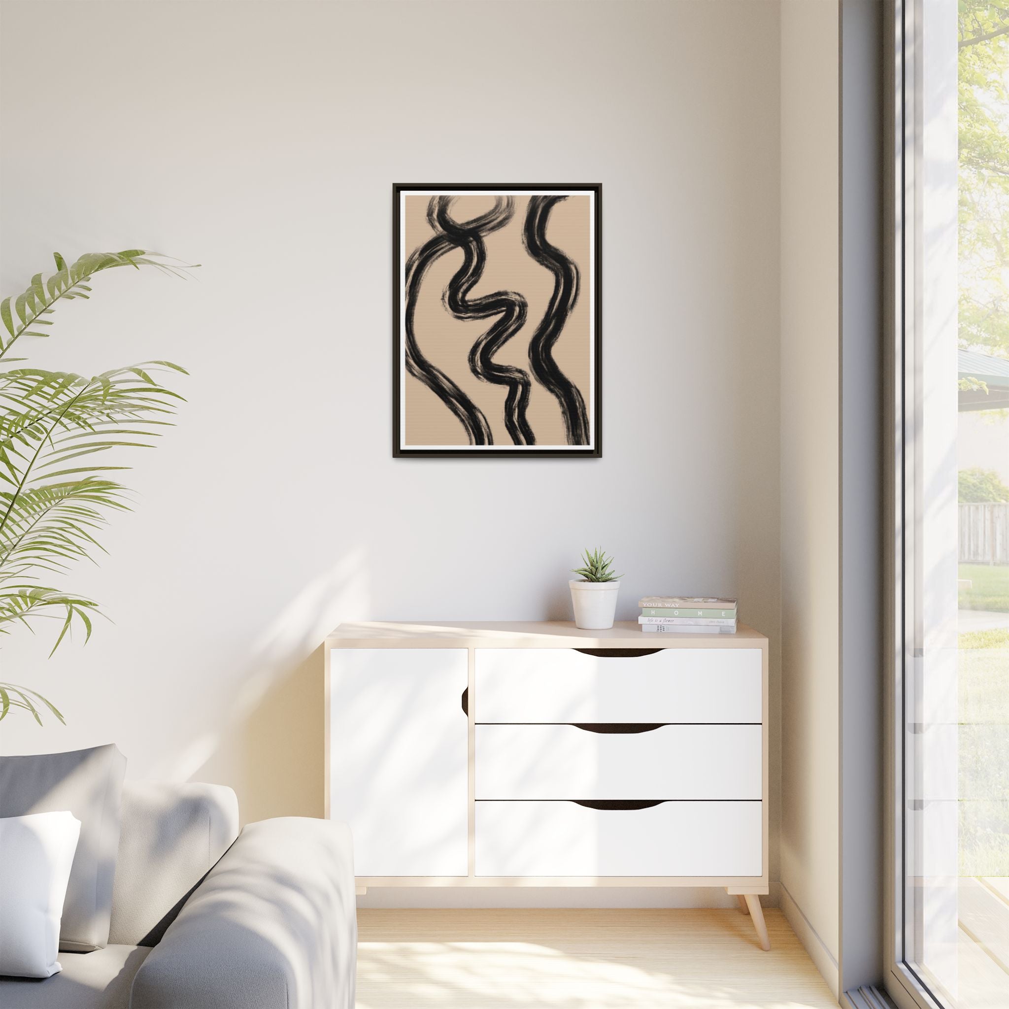 Midnight Current Lines - Framed