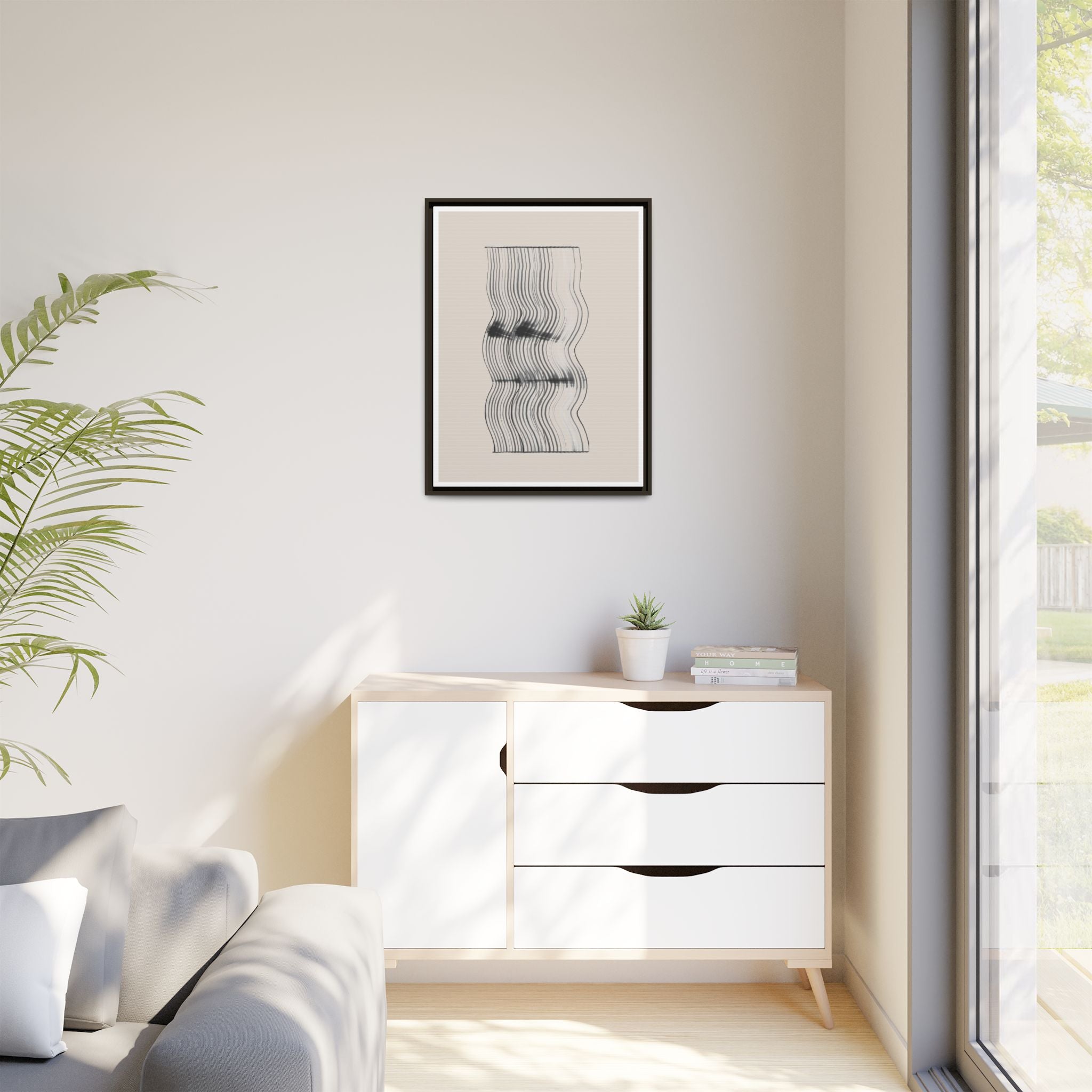 Velvet Ripple Linework Flow - Framed