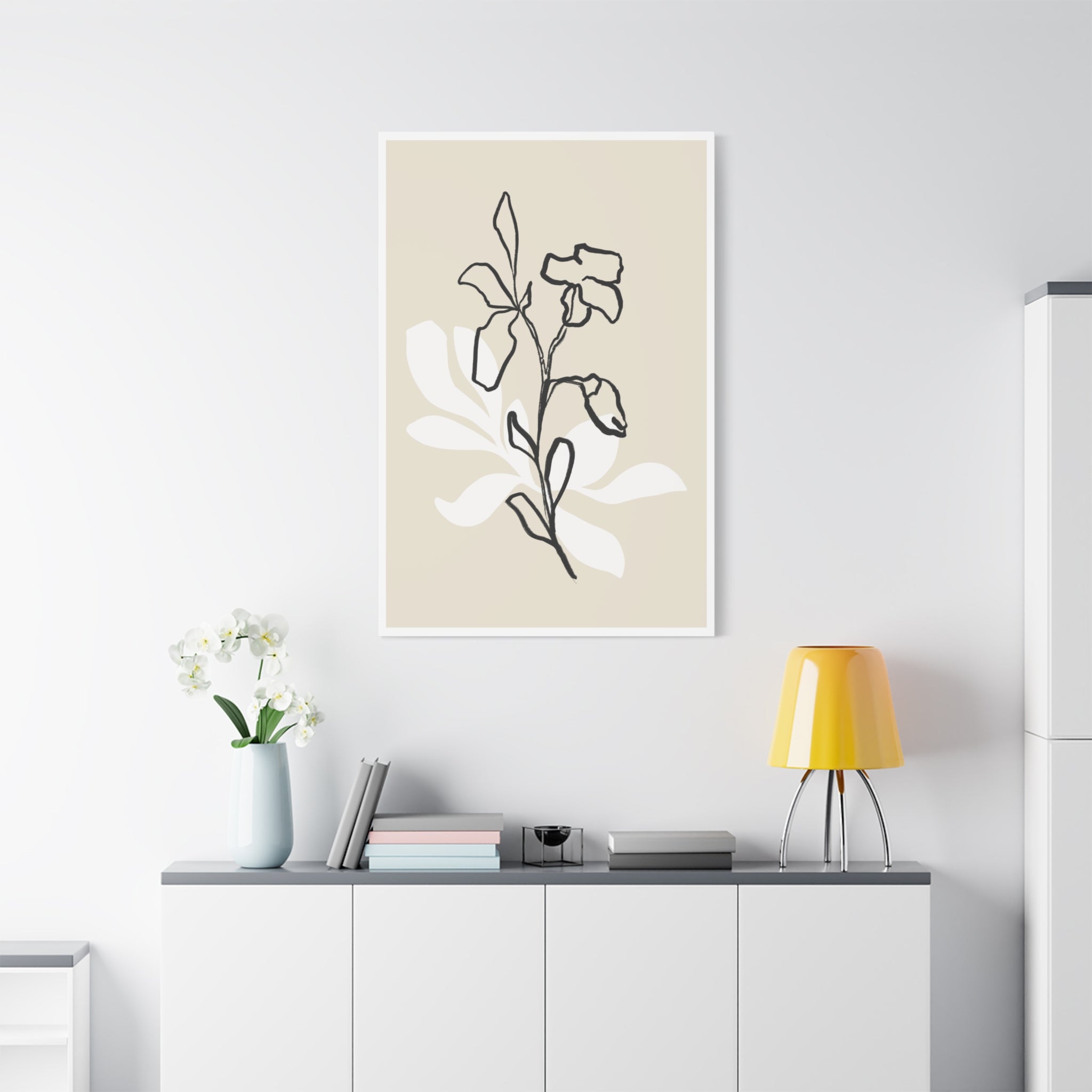 Ivory Bloom Whisper Lines - Canvas