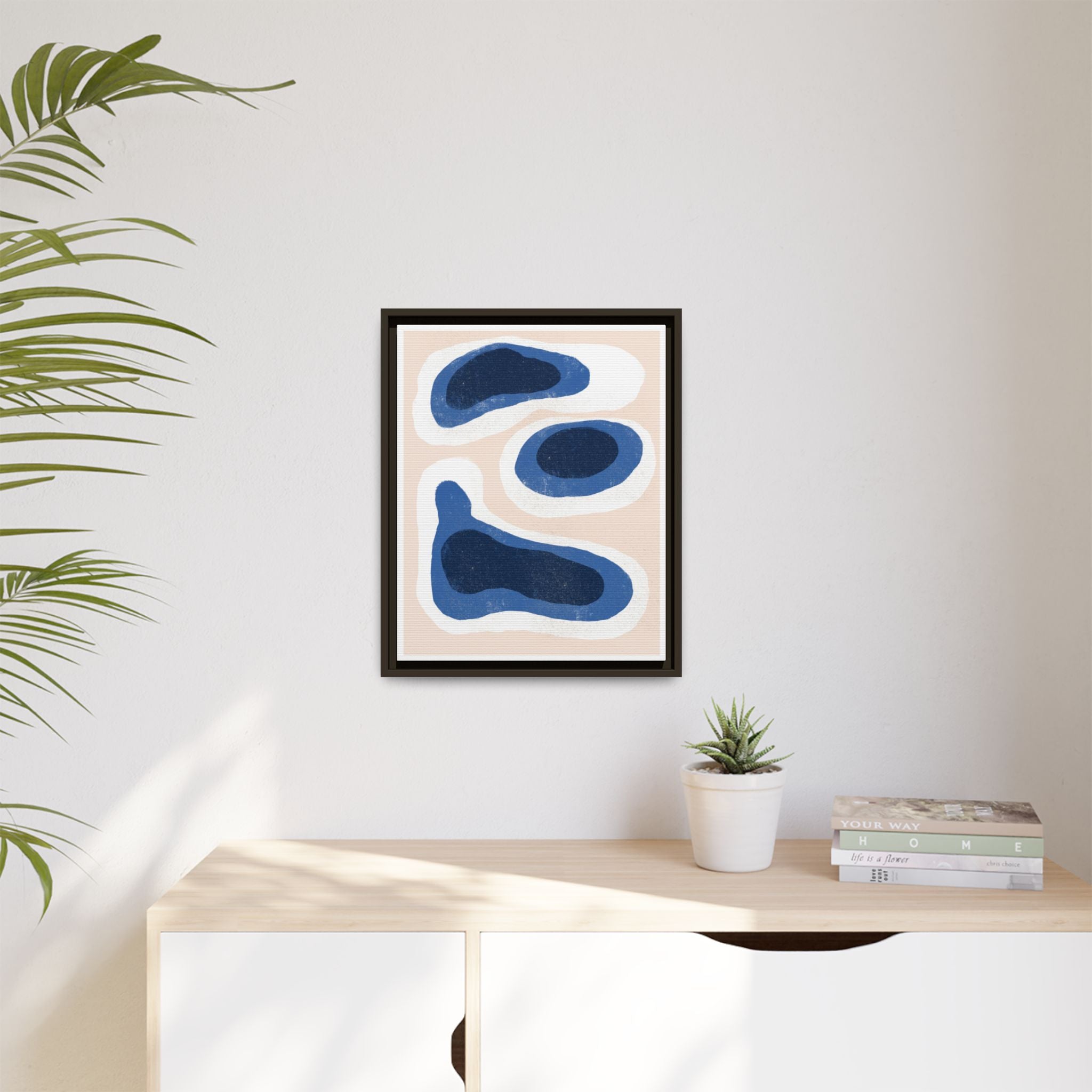Indigo Tide Contours - Framed