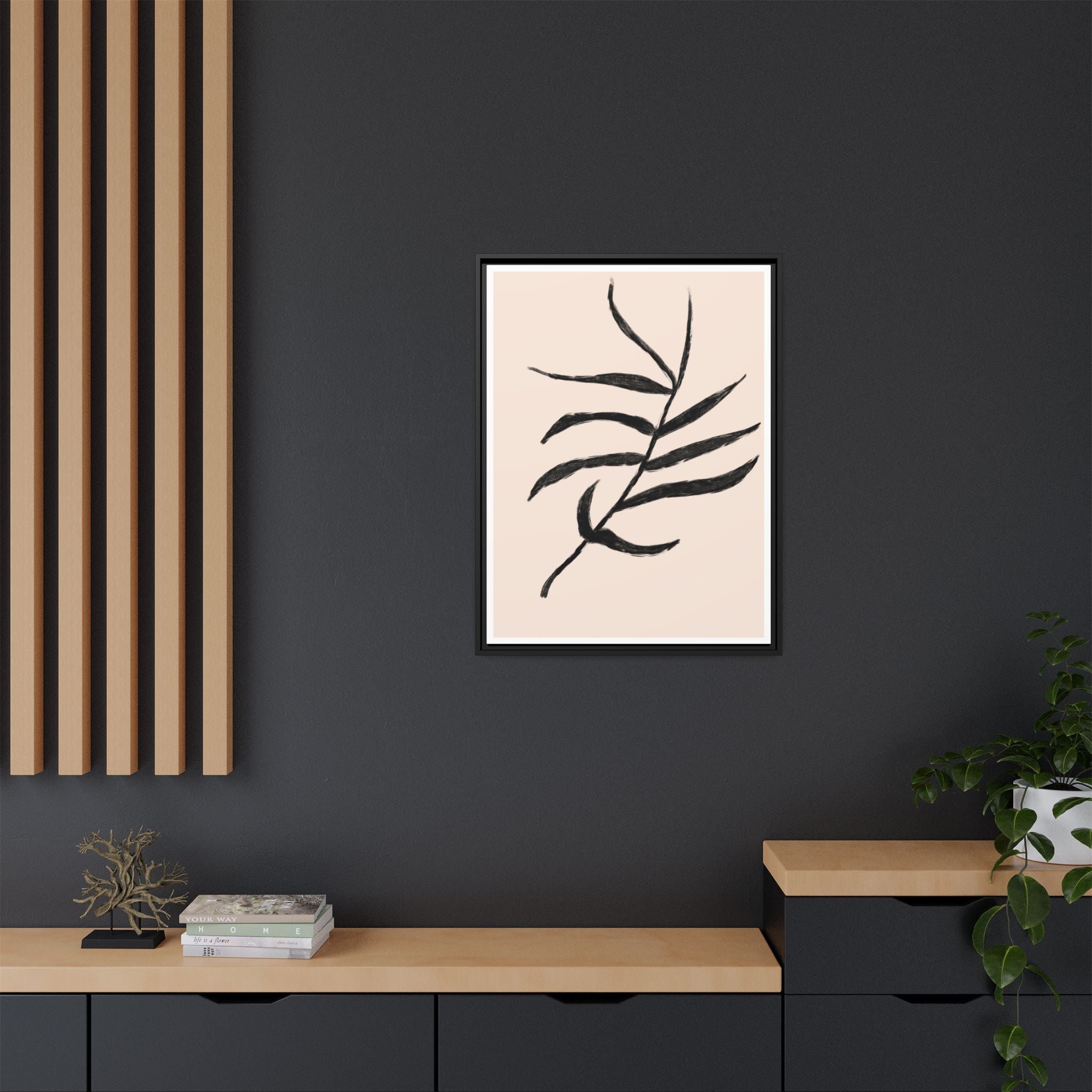 Ebony Frond Drift - Framed