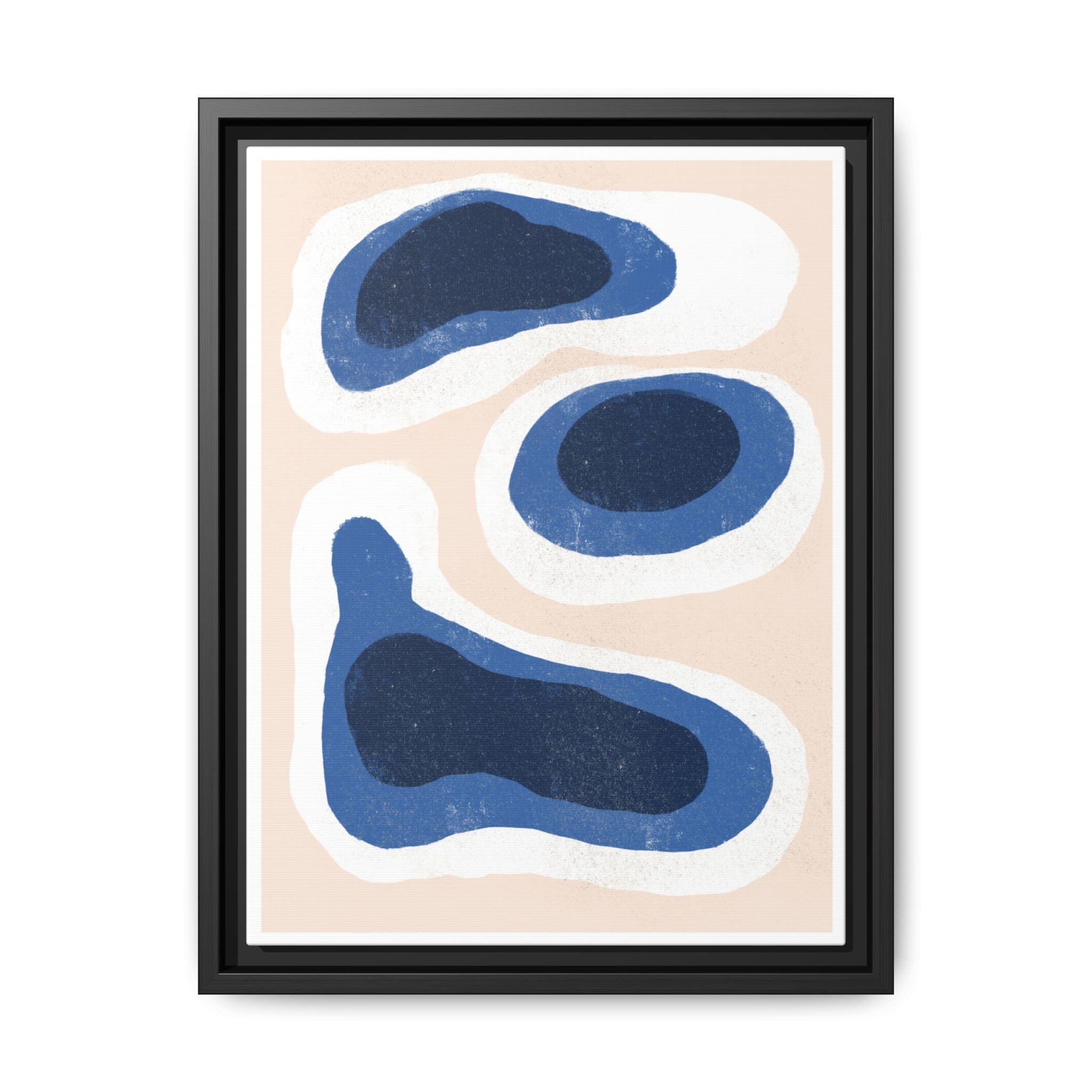 Indigo Tide Contours - Framed