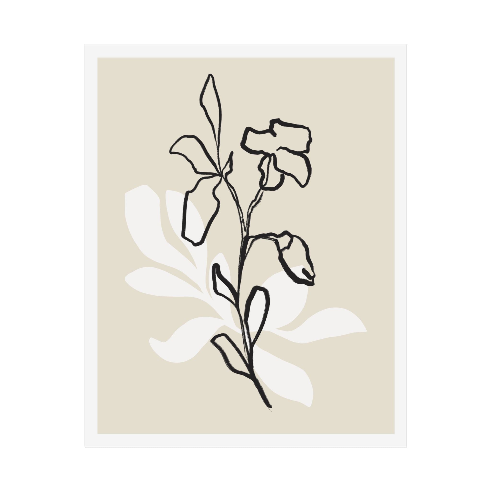 Ivory Bloom Whisper Lines - Poster