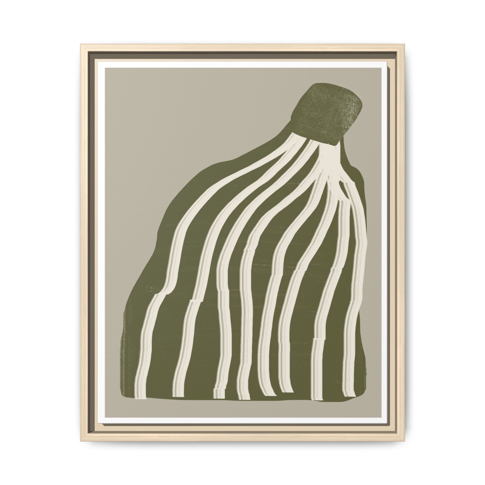 Olive Cascade Curves - Framed