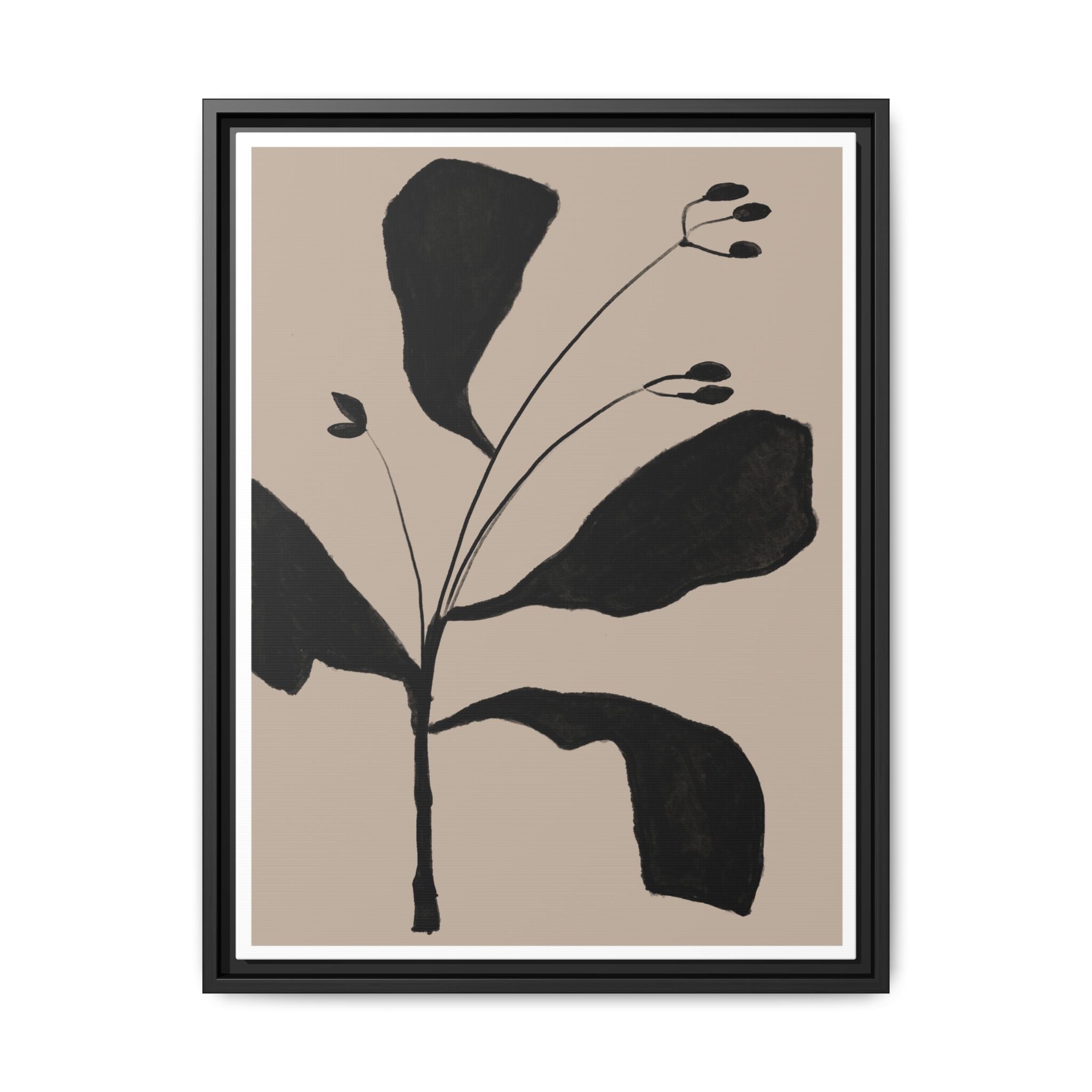 Noir Botanical Silence - Framed