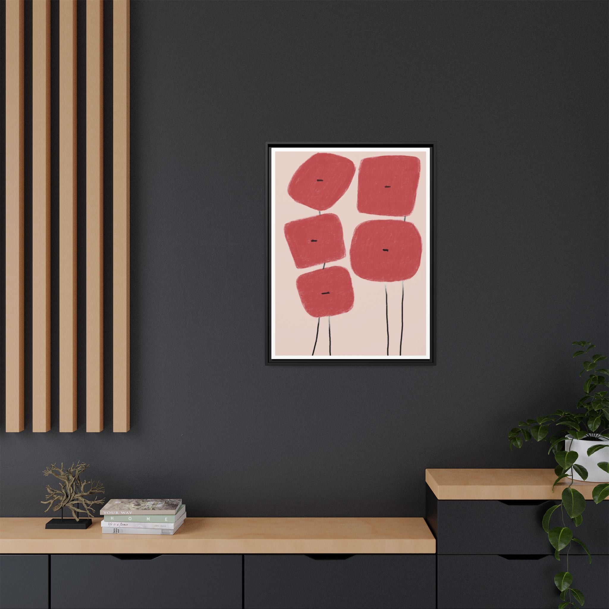 Crimson Quiet Balance - Framed