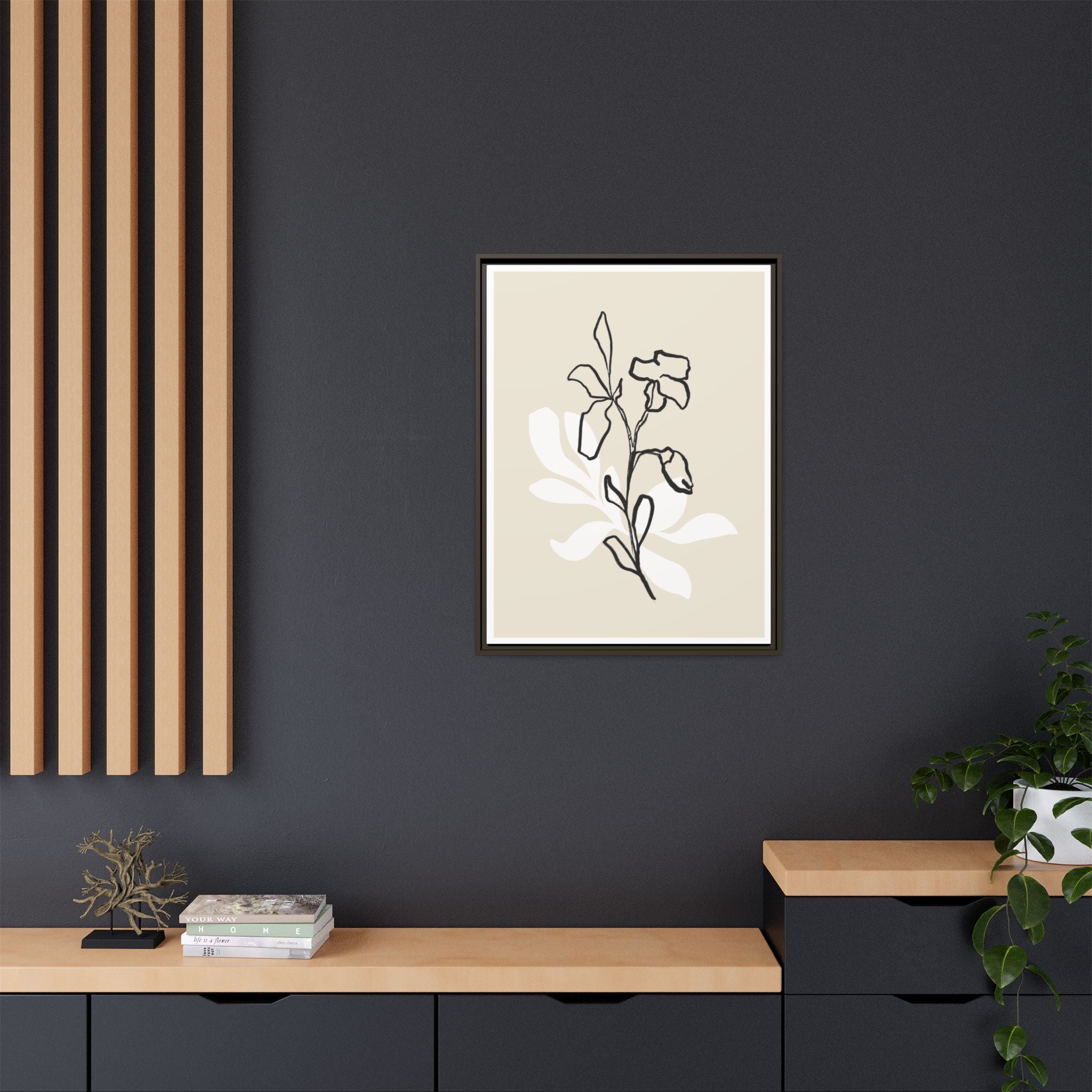 Ivory Bloom Whisper Lines - Framed