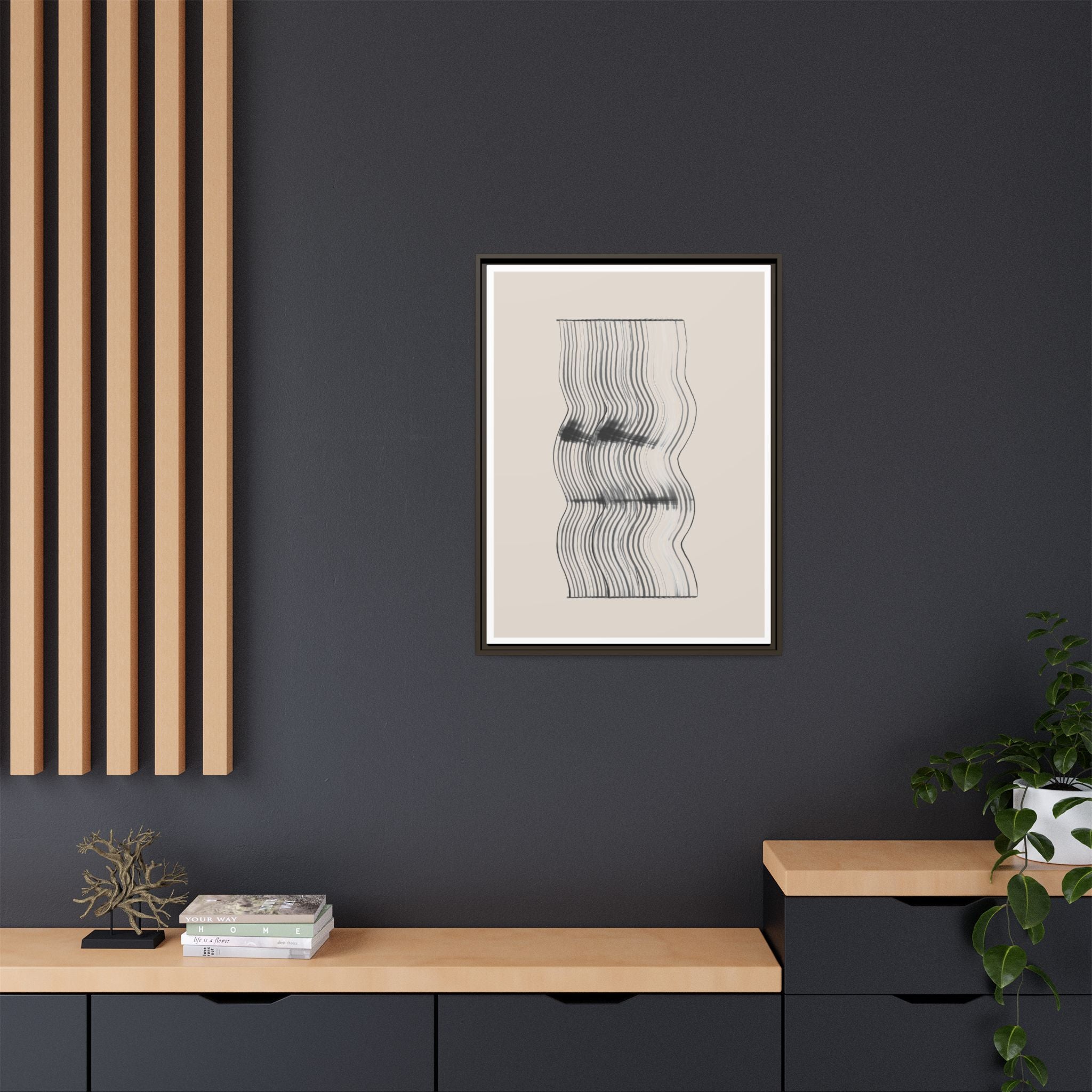 Velvet Ripple Linework Flow - Framed