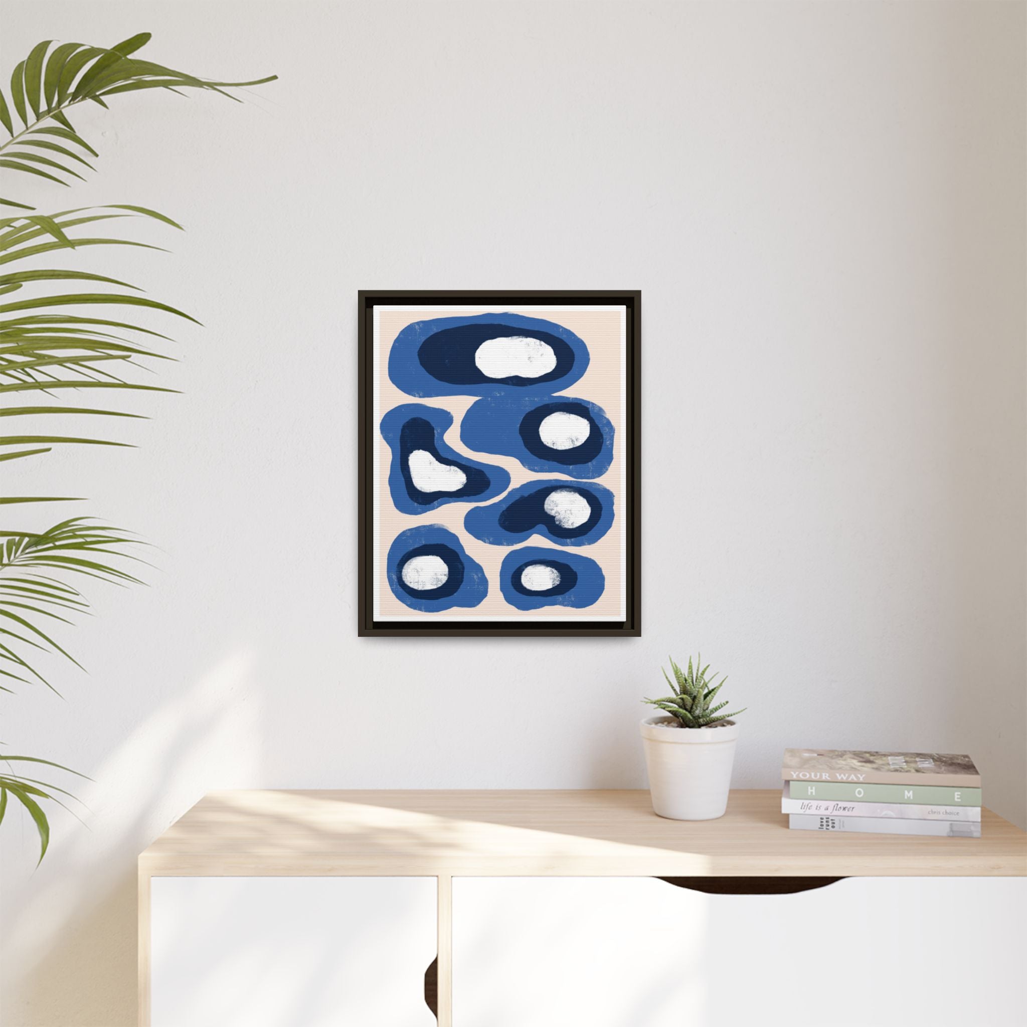 Indigo Orbit Mosaic - Framed