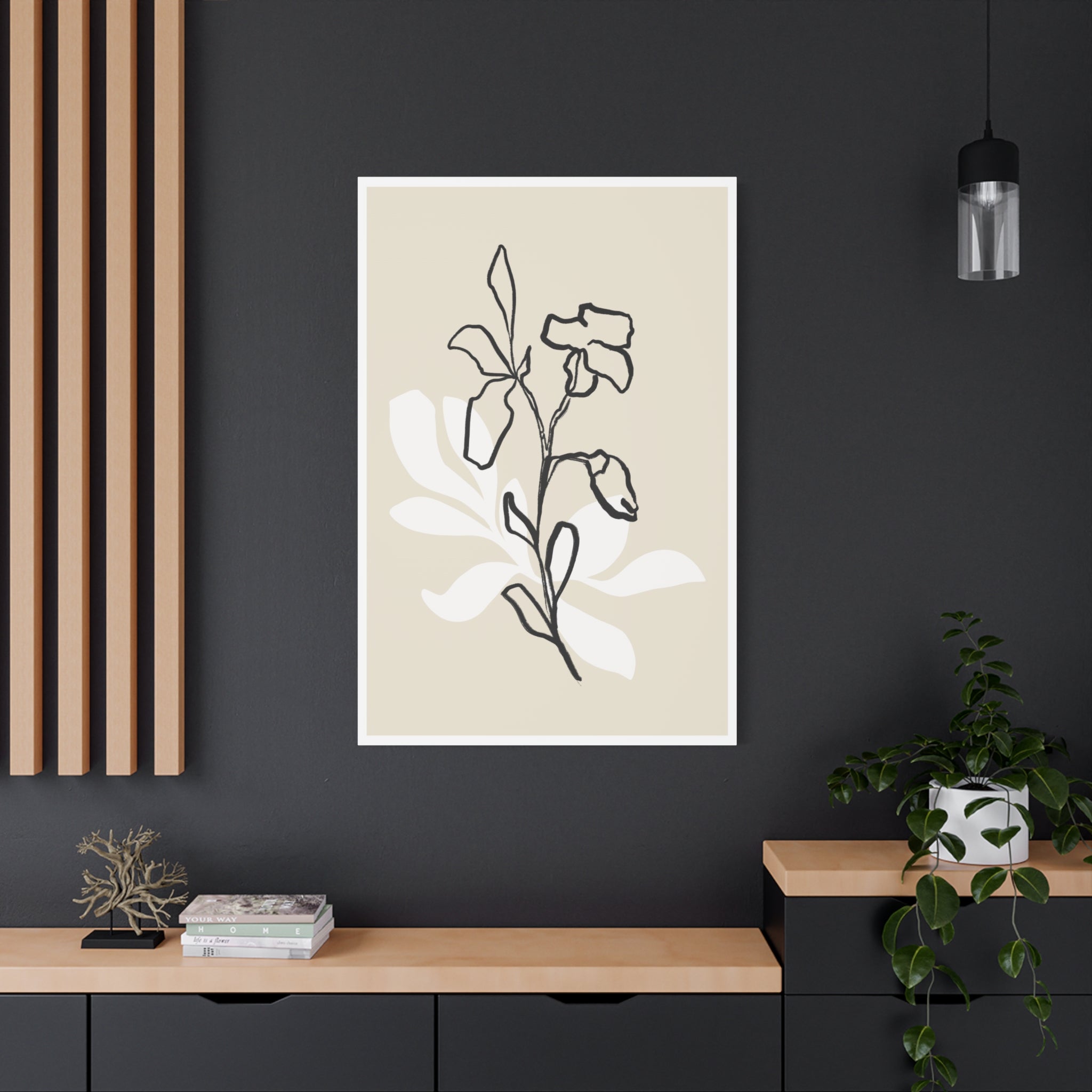 Ivory Bloom Whisper Lines - Canvas