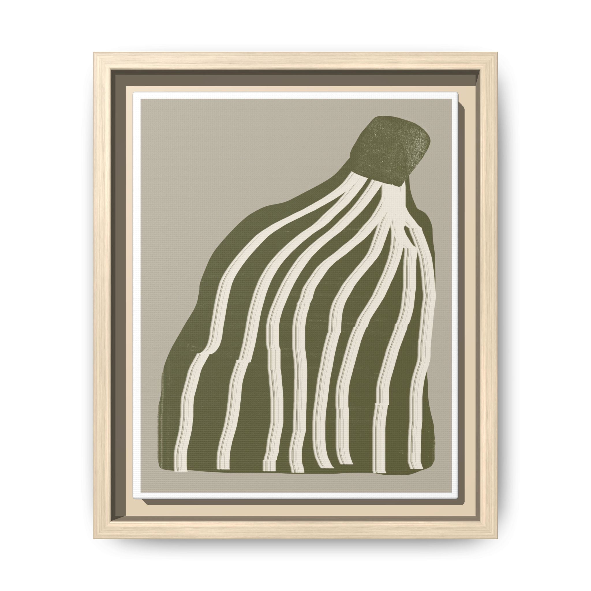 Olive Cascade Curves - Framed
