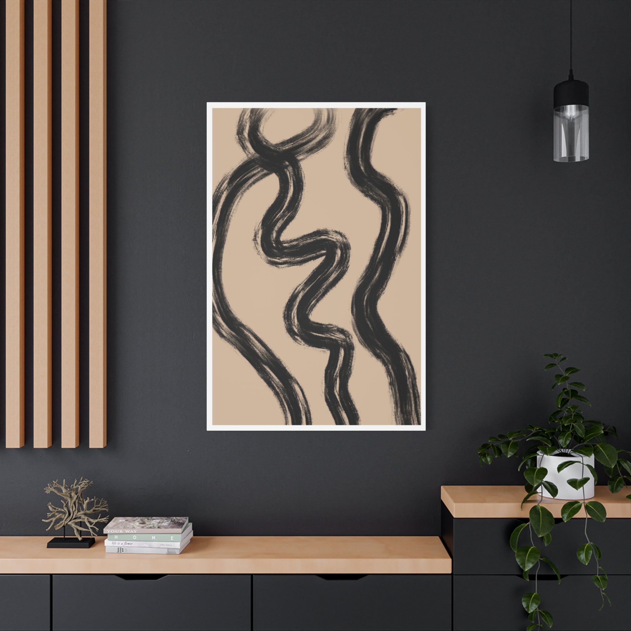 Midnight Current Lines - Canvas