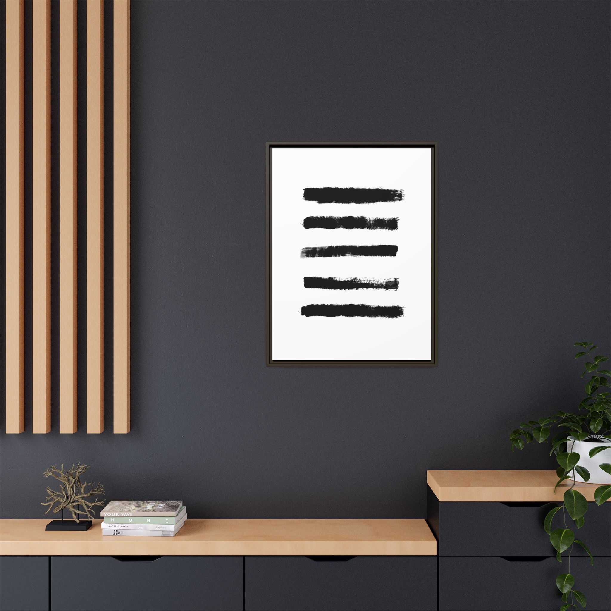 Obsidian Silence Strokes - Framed
