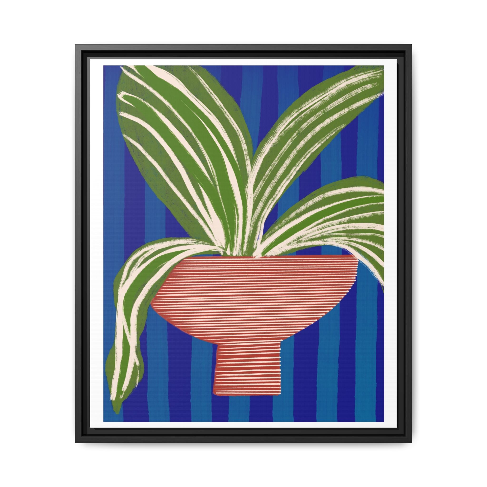 Cobalt Palm Contrast - Framed
