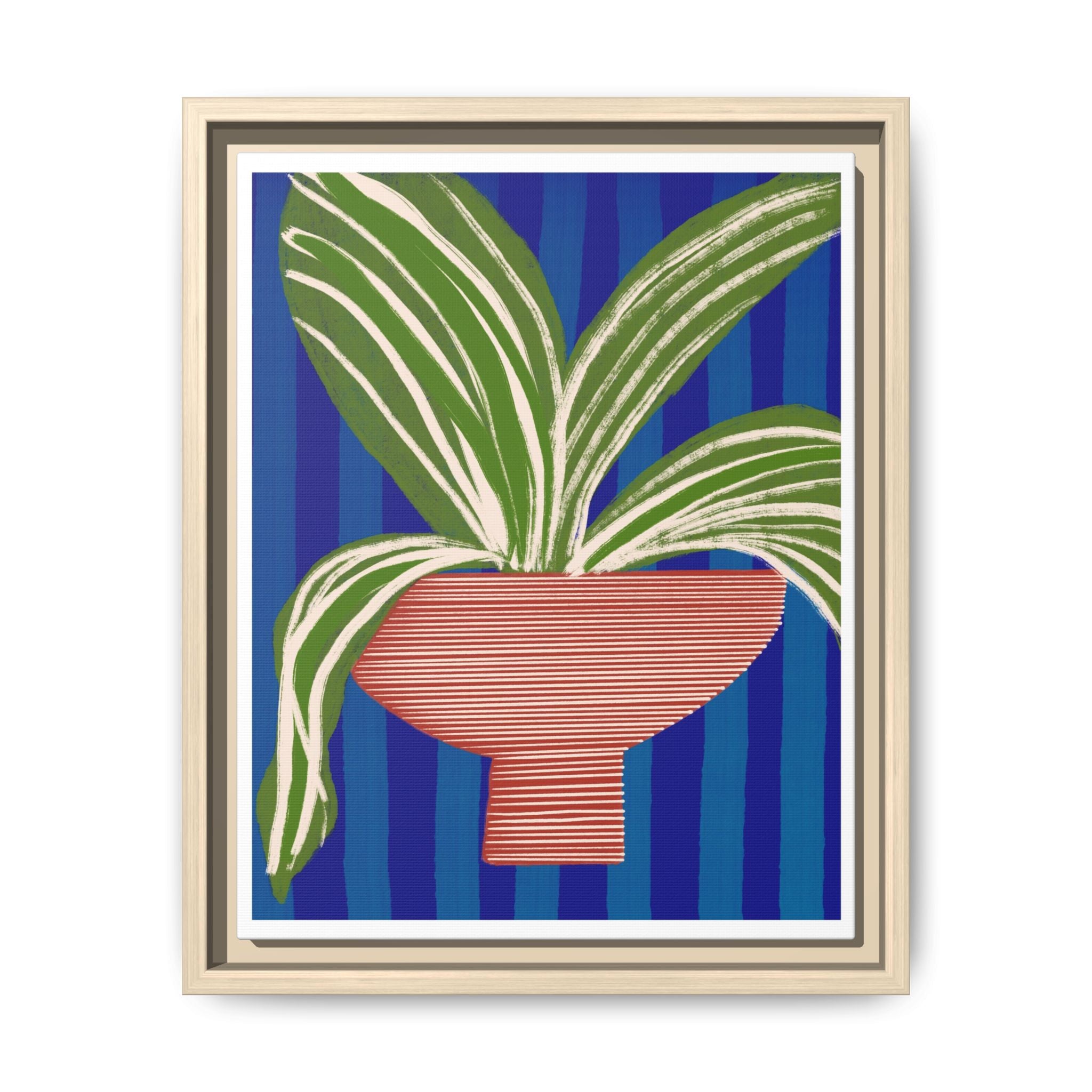 Cobalt Palm Contrast - Framed
