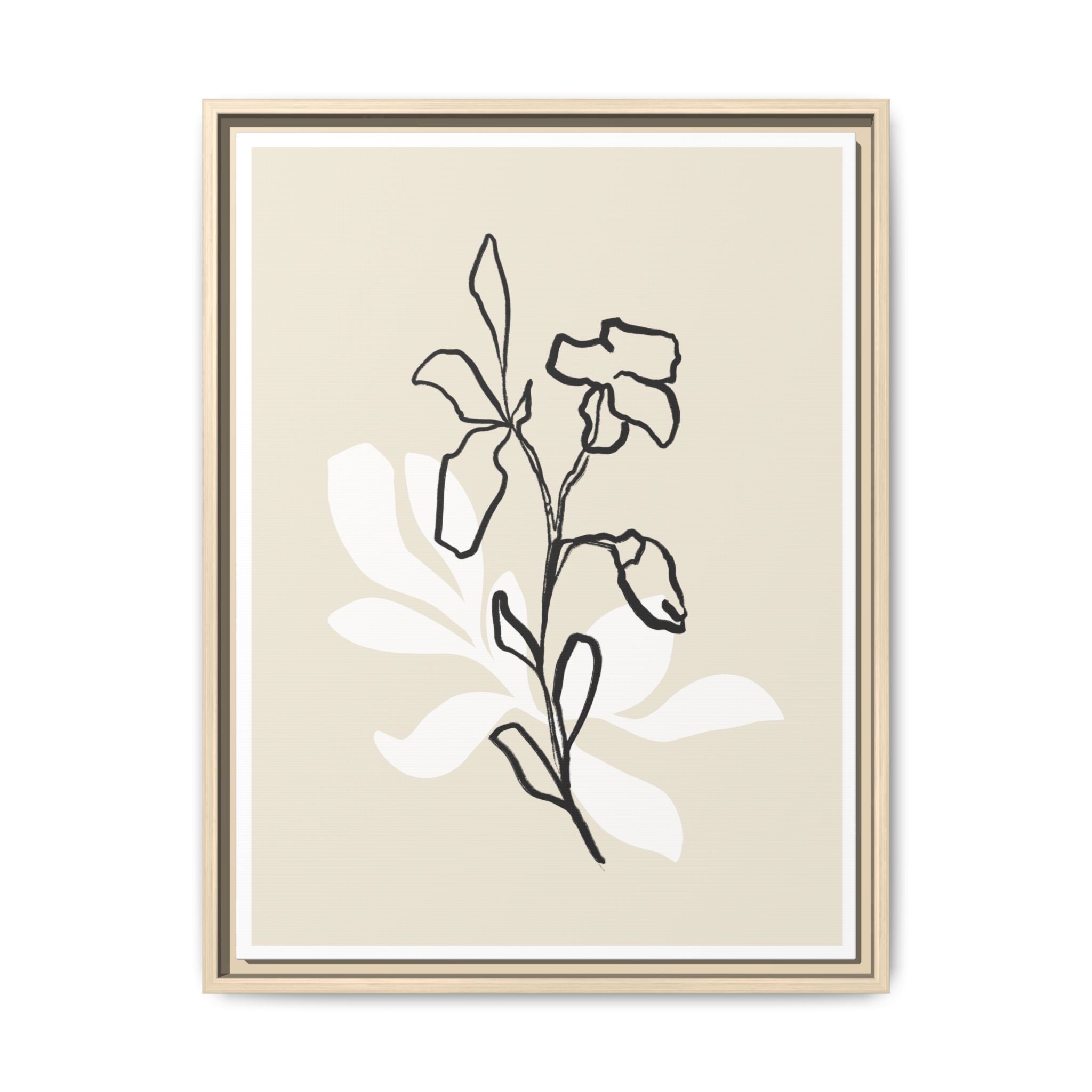 Ivory Bloom Whisper Lines - Framed