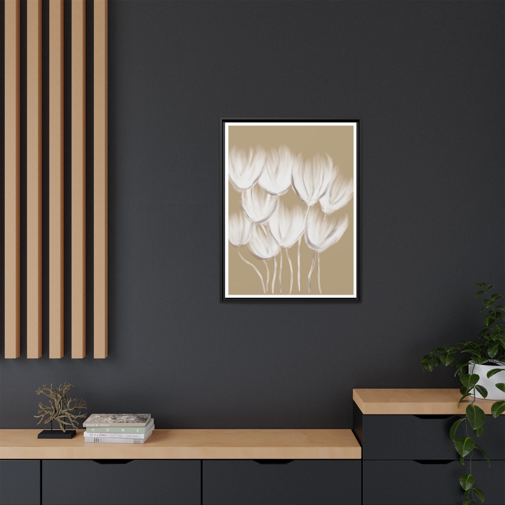 Ivory Petal Stillness - Framed