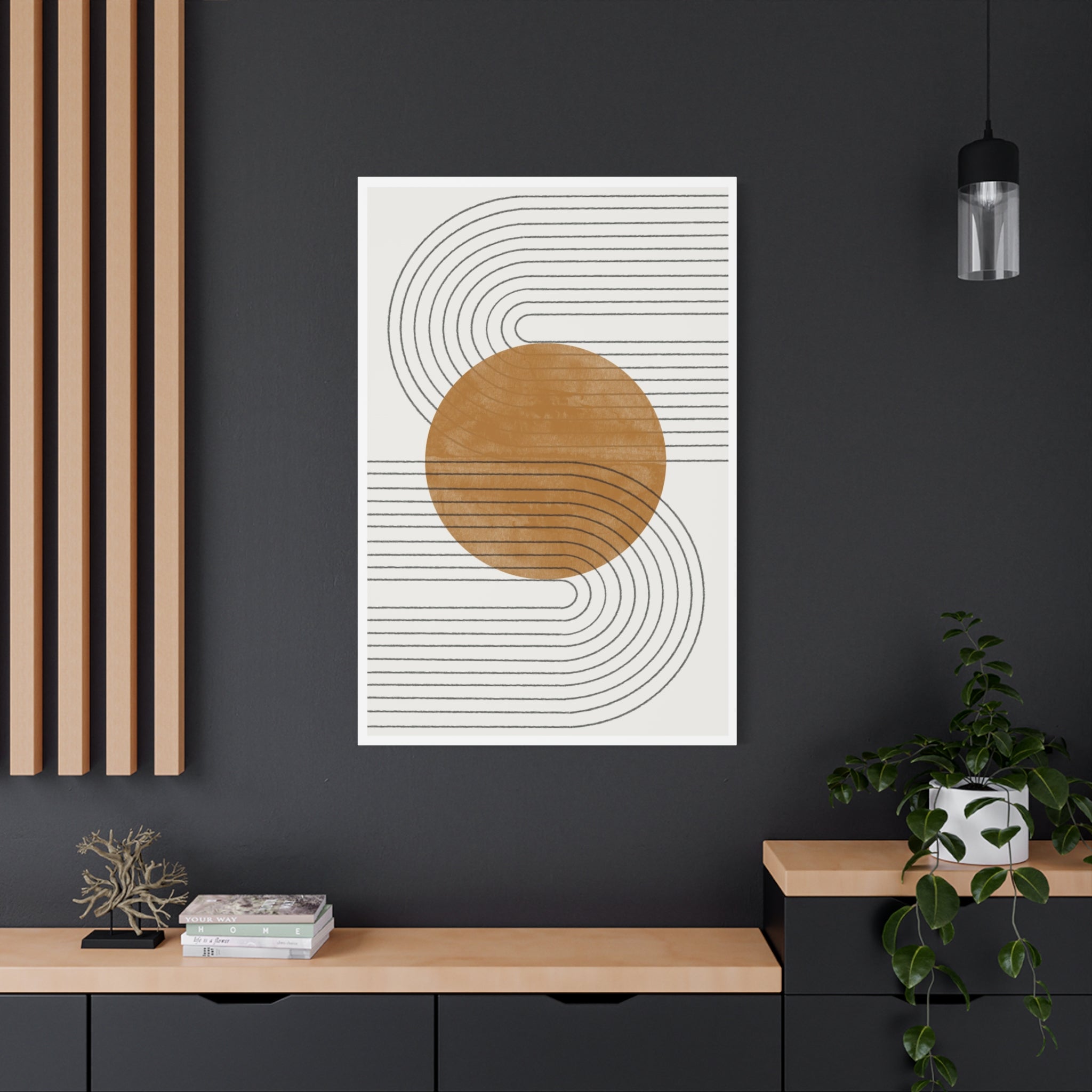 Amber Orbit Lines - Canvas