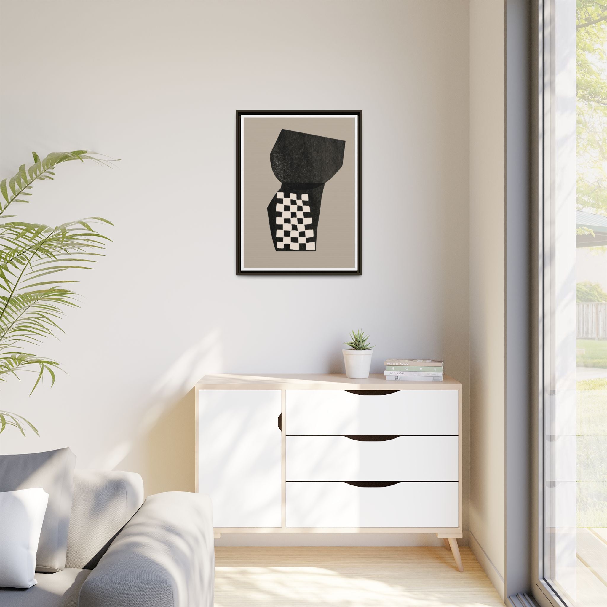 Noir Mosaic Form Balance - Framed