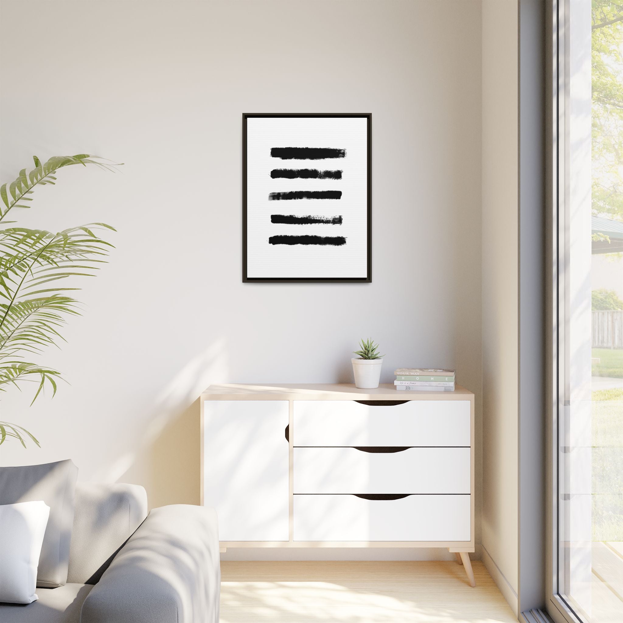 Obsidian Silence Strokes - Framed