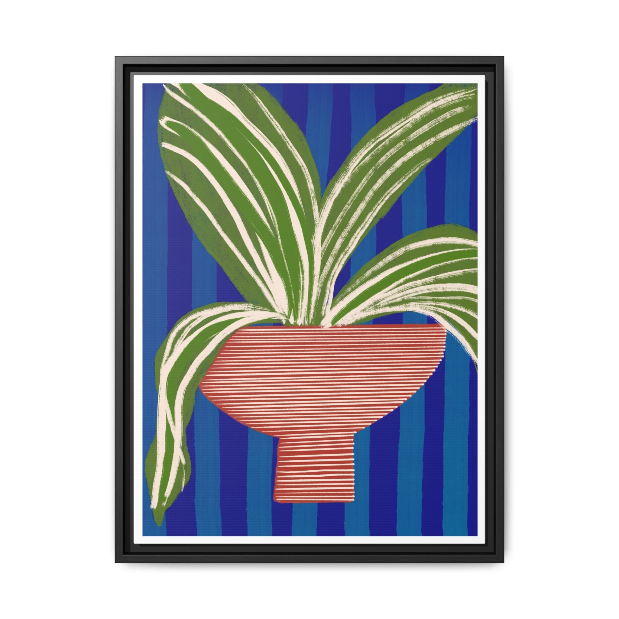 Cobalt Palm Contrast - Framed