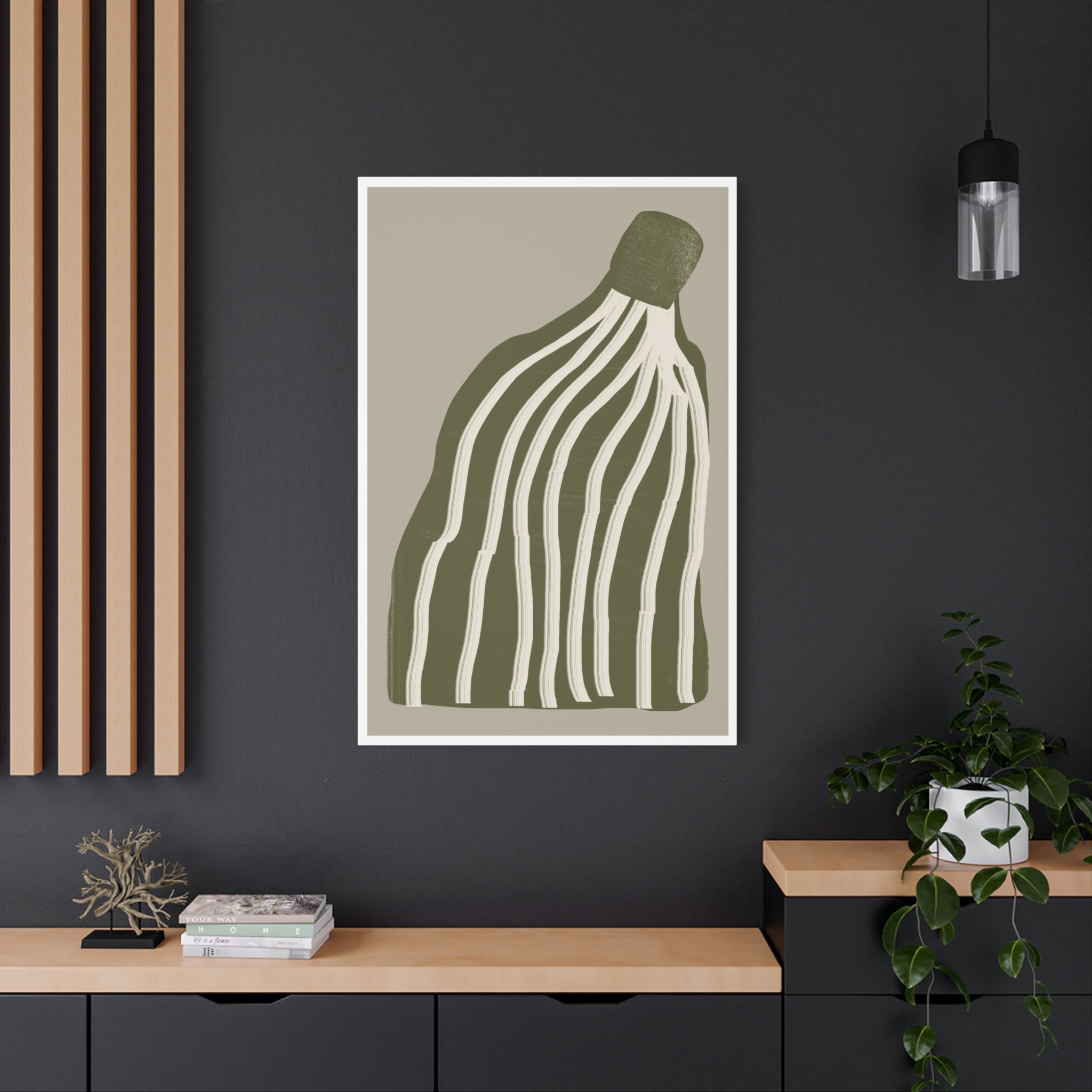 Olive Cascade Curves - Canvas