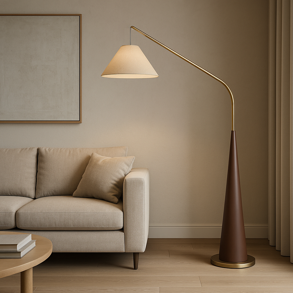 Charles Wooden Arc Floor Lamp